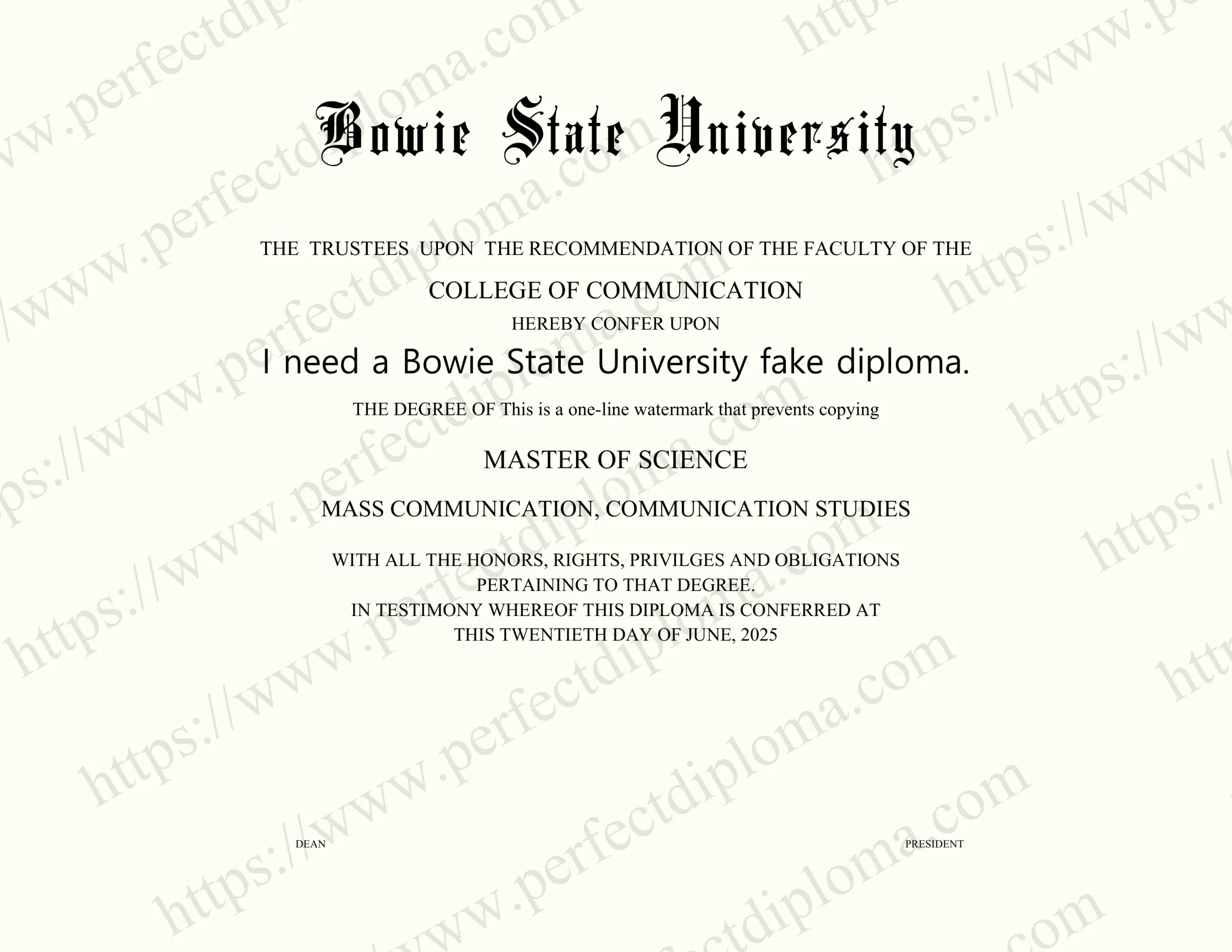 I need a Bowie State University fake diploma.