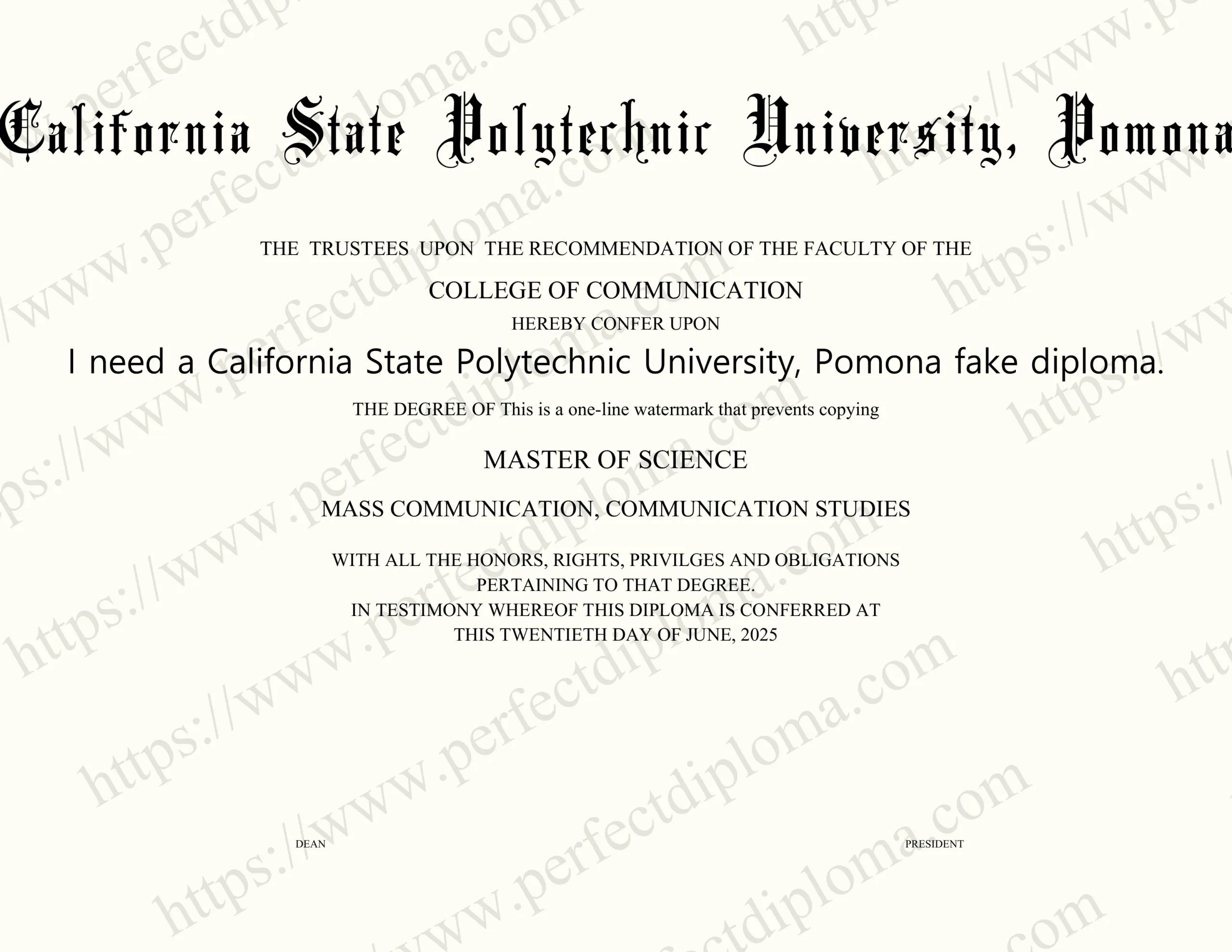 I need a California State Polytechnic University, Pomona fake diploma.