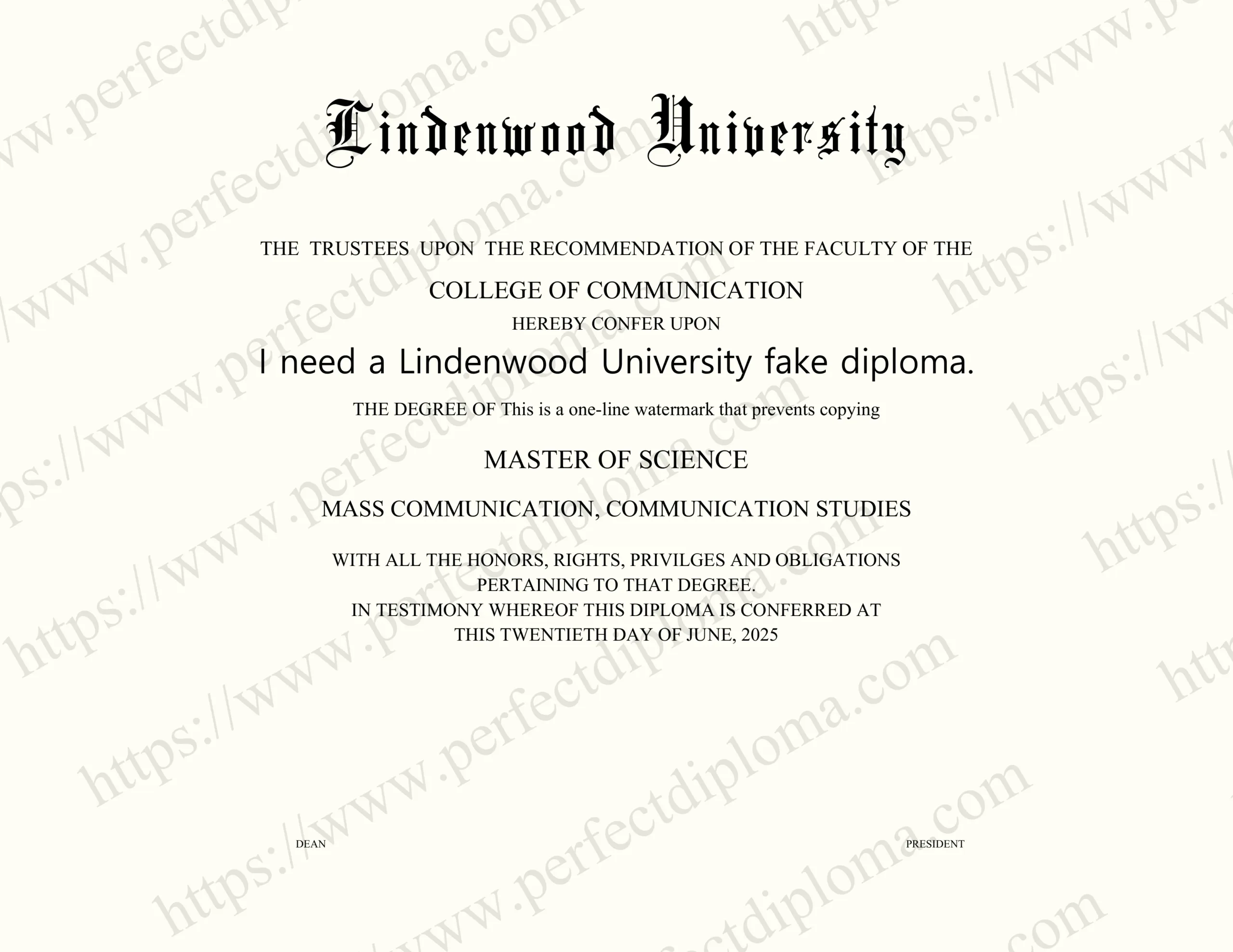I need a Lindenwood University fake diploma.