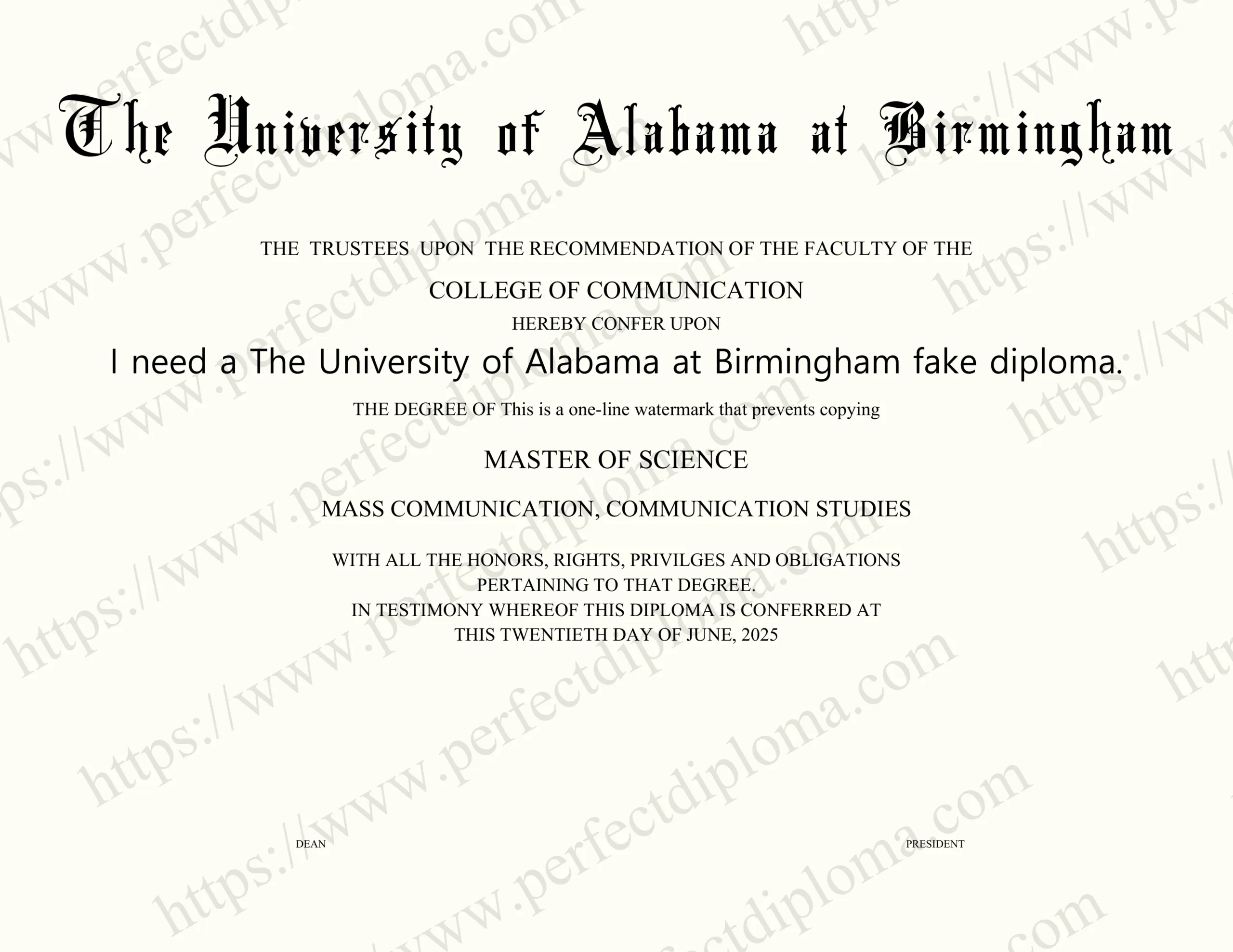 I need a The University of Alabama at Birmingham fake diploma.