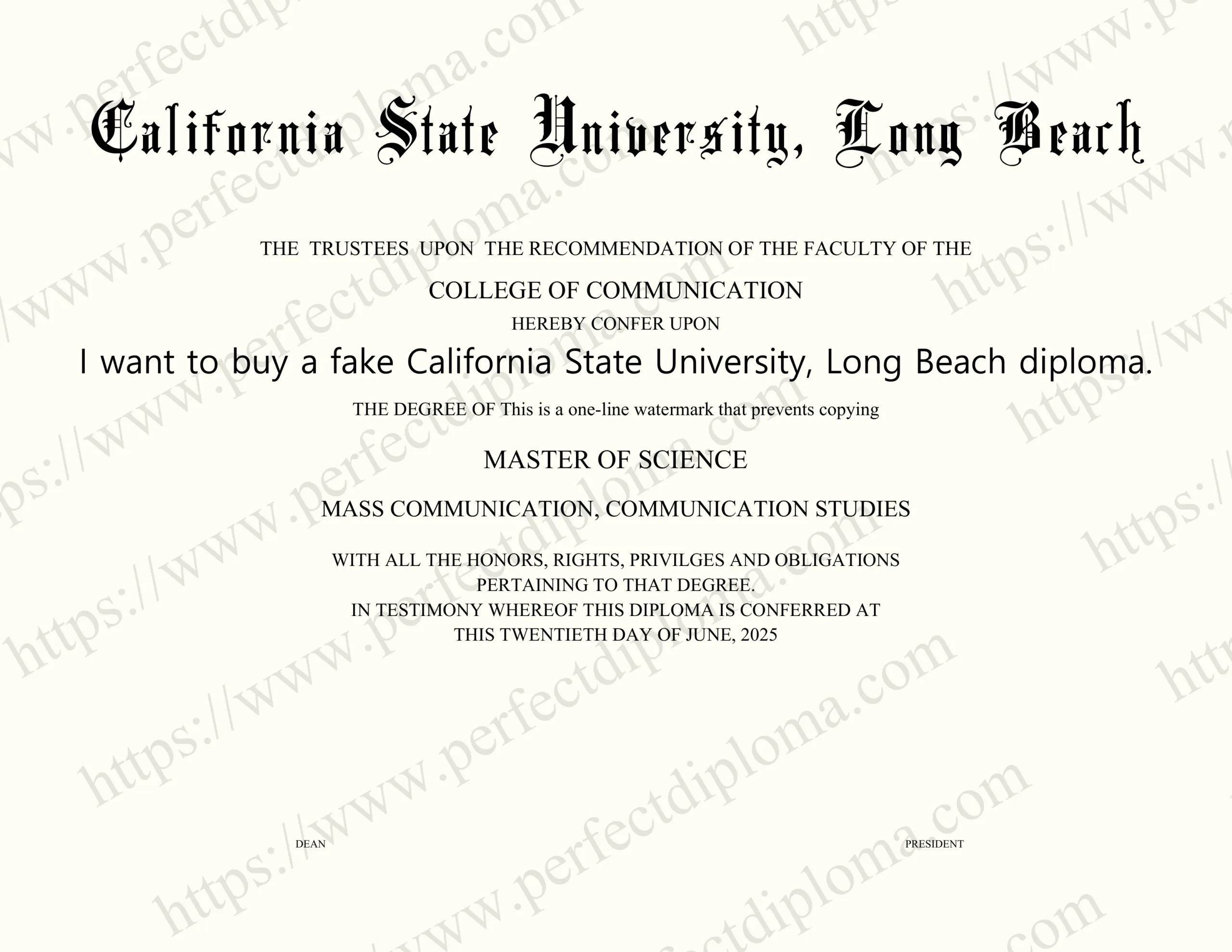 I want to buy a fake California State University, Long Beach diploma.