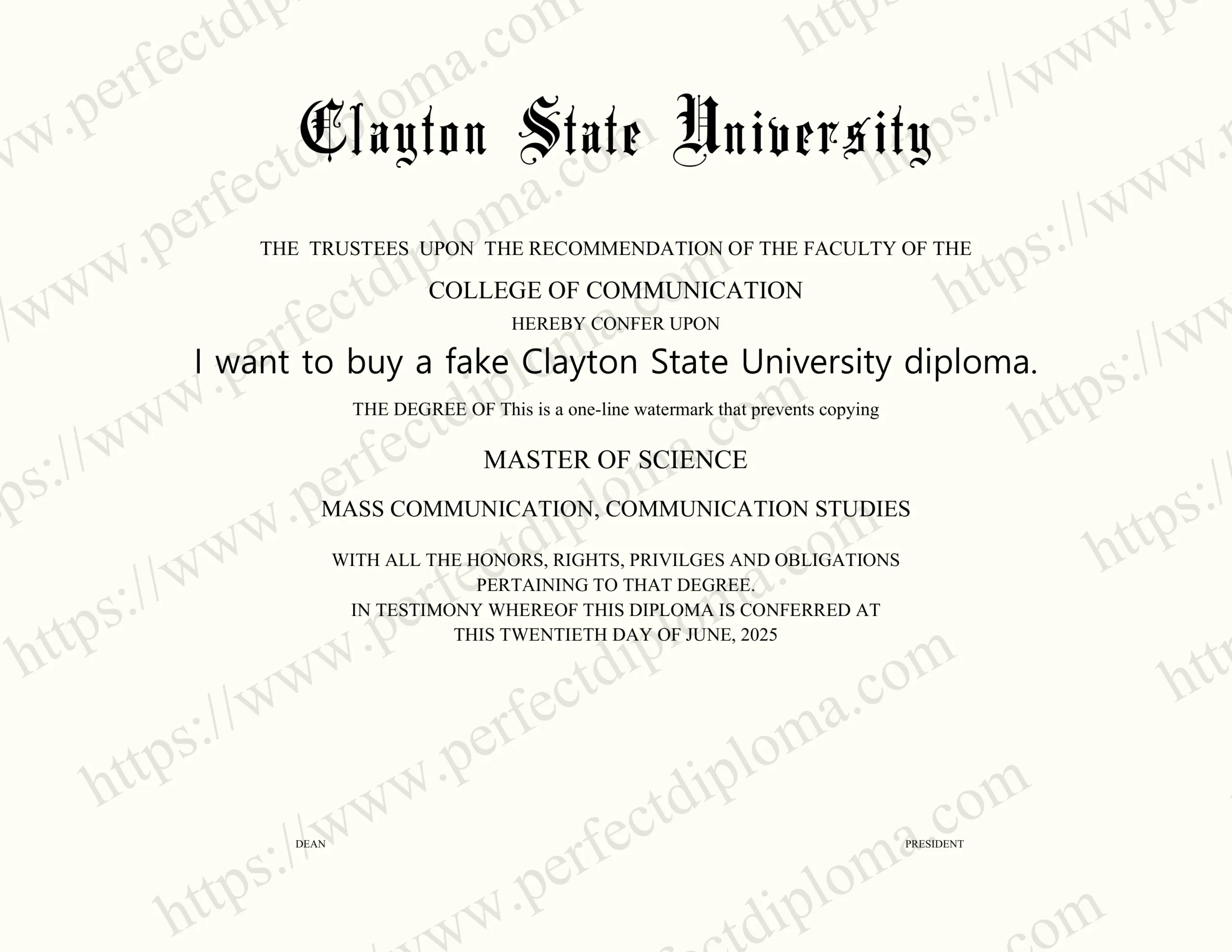 I want to buy a fake Clayton State University diploma.