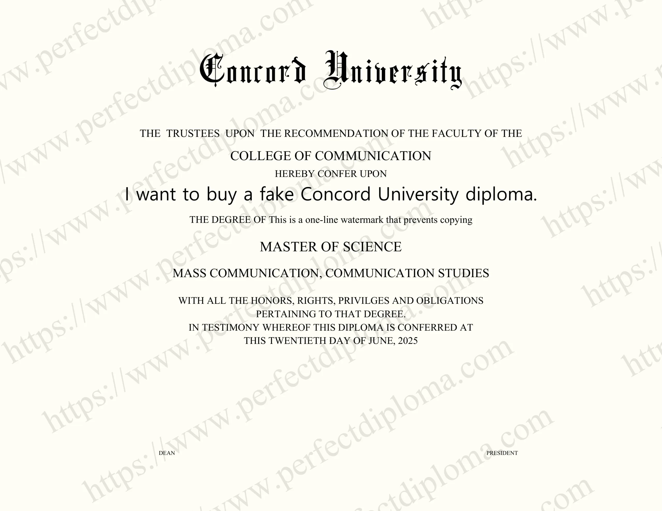 I want to buy a fake Concord University diploma.