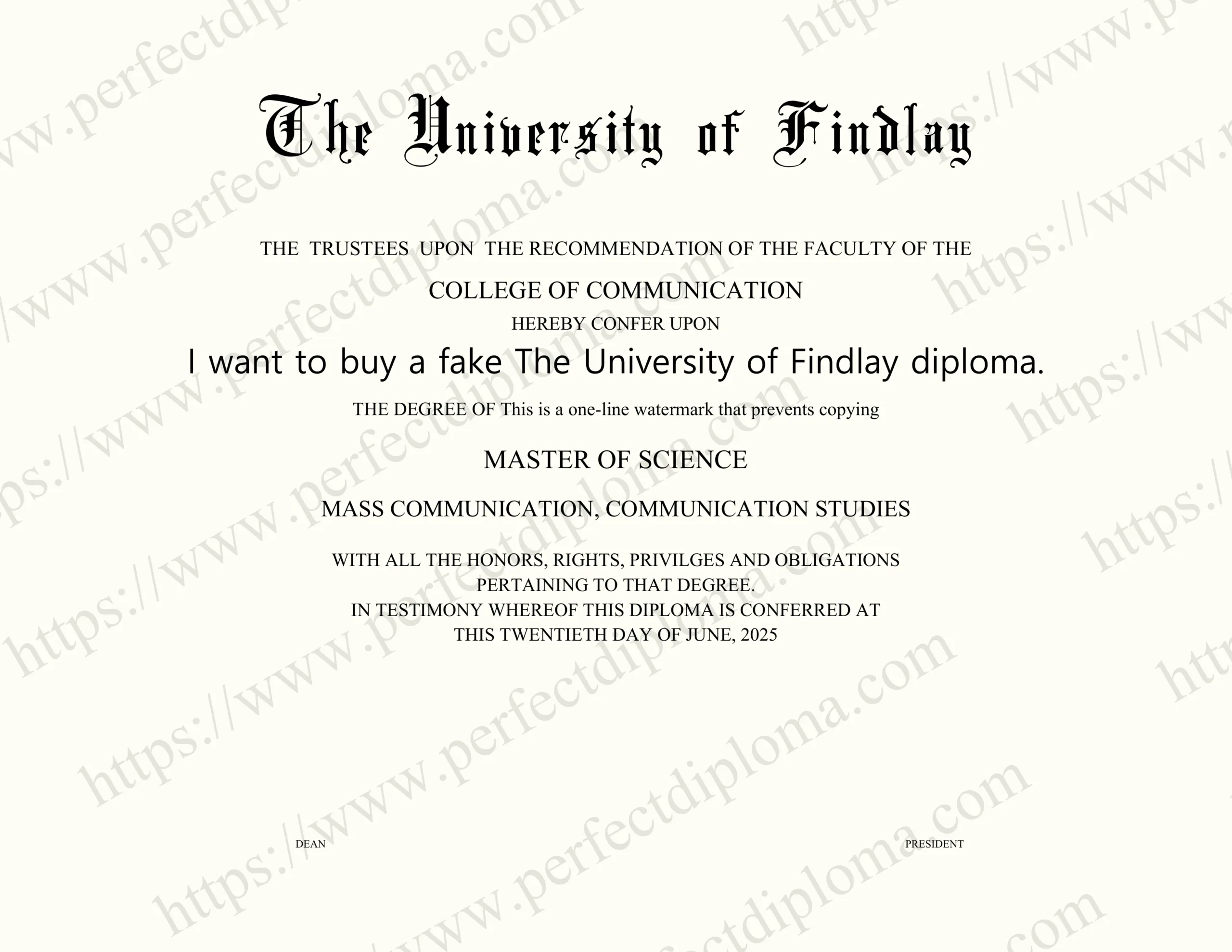 I want to buy a fake The University of Findlay diploma.