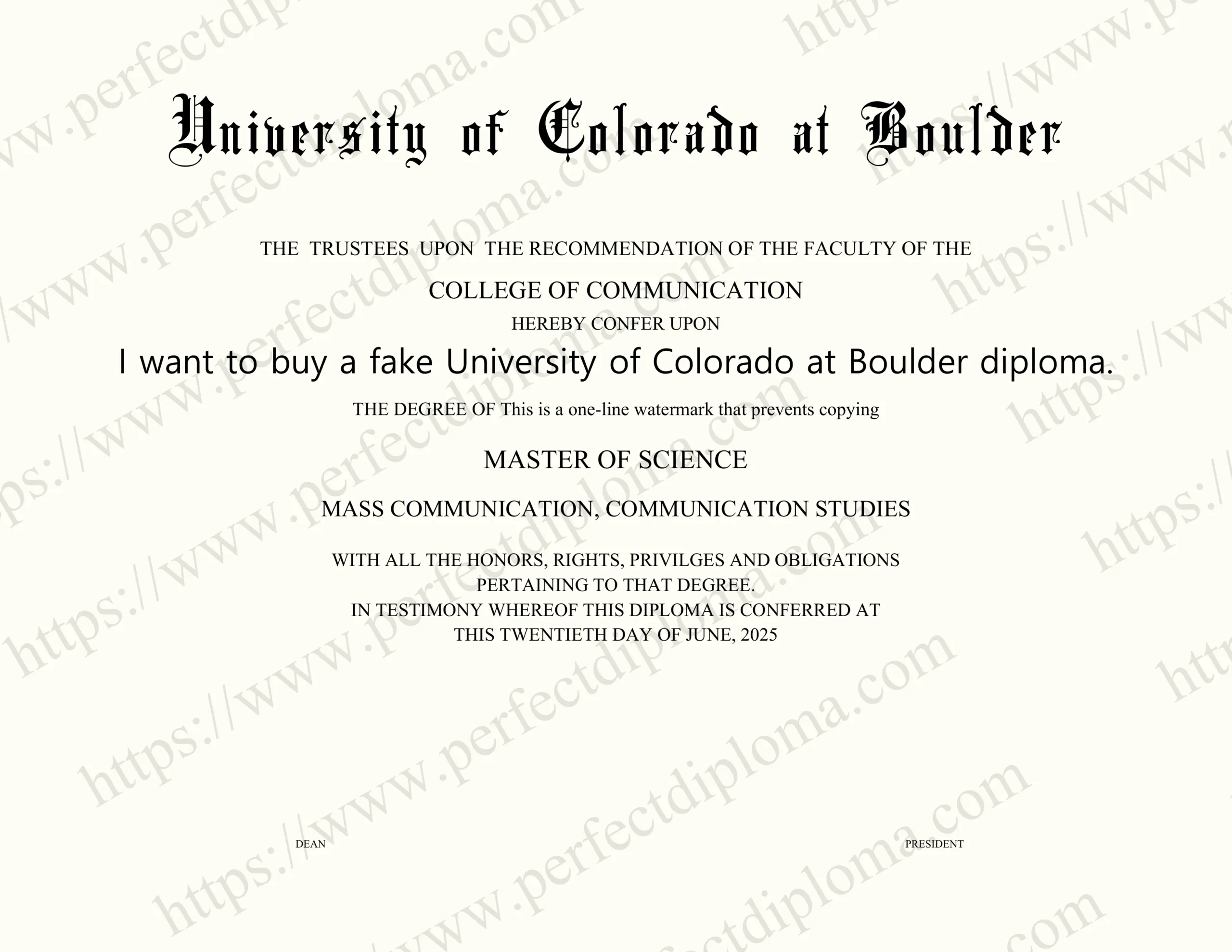 I want to buy a fake University of Colorado at Boulder diploma.