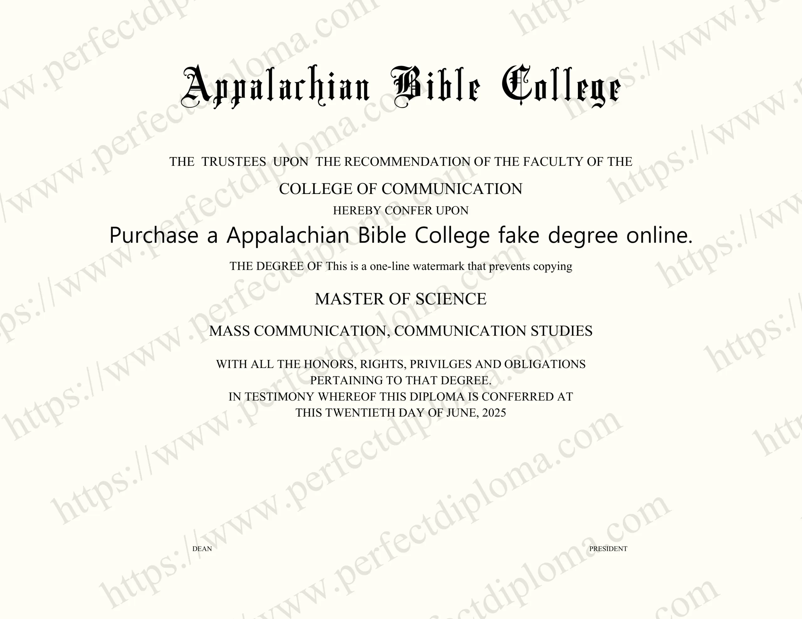 Purchase a Appalachian Bible College fake degree online.
