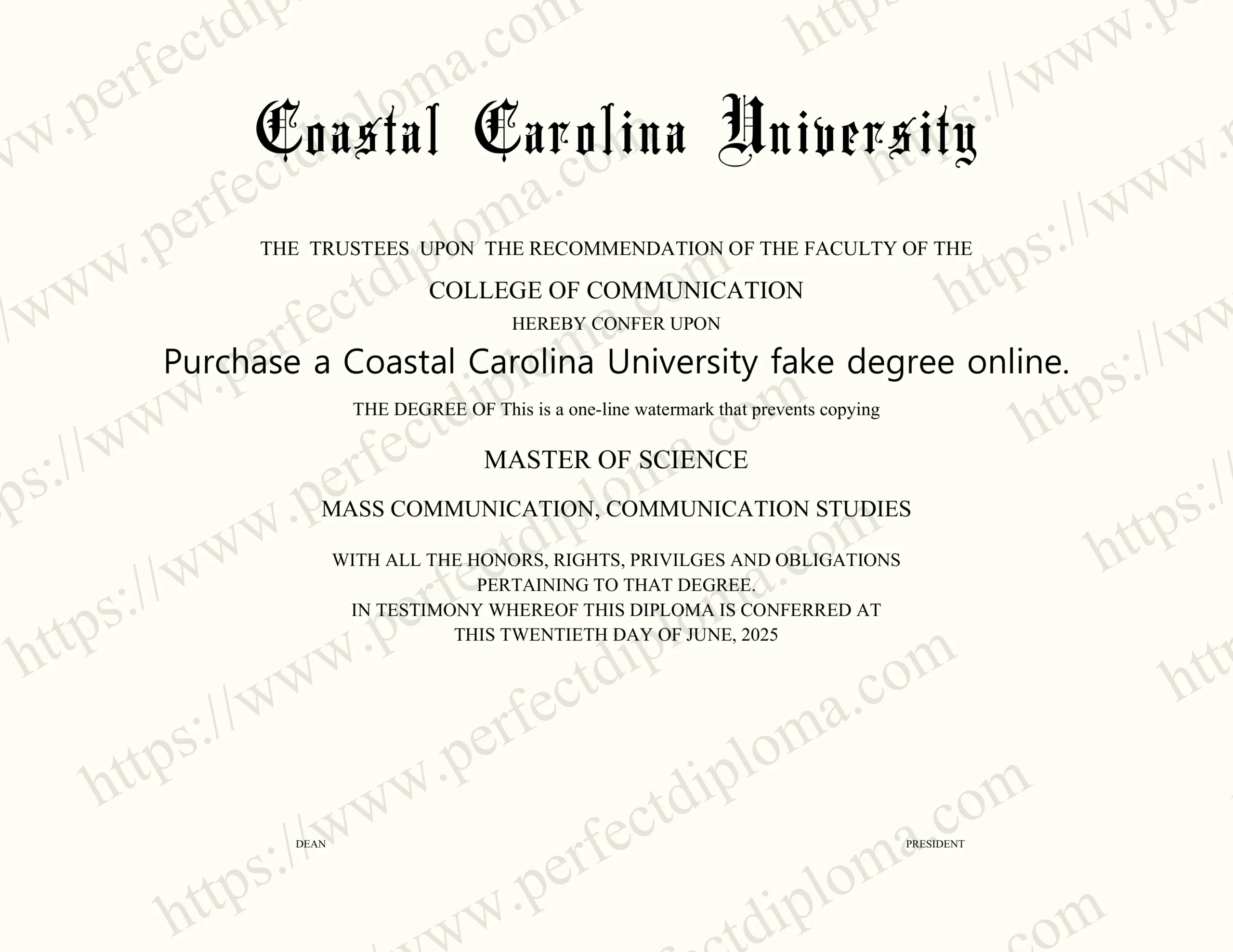 Purchase a Coastal Carolina University fake degree online.