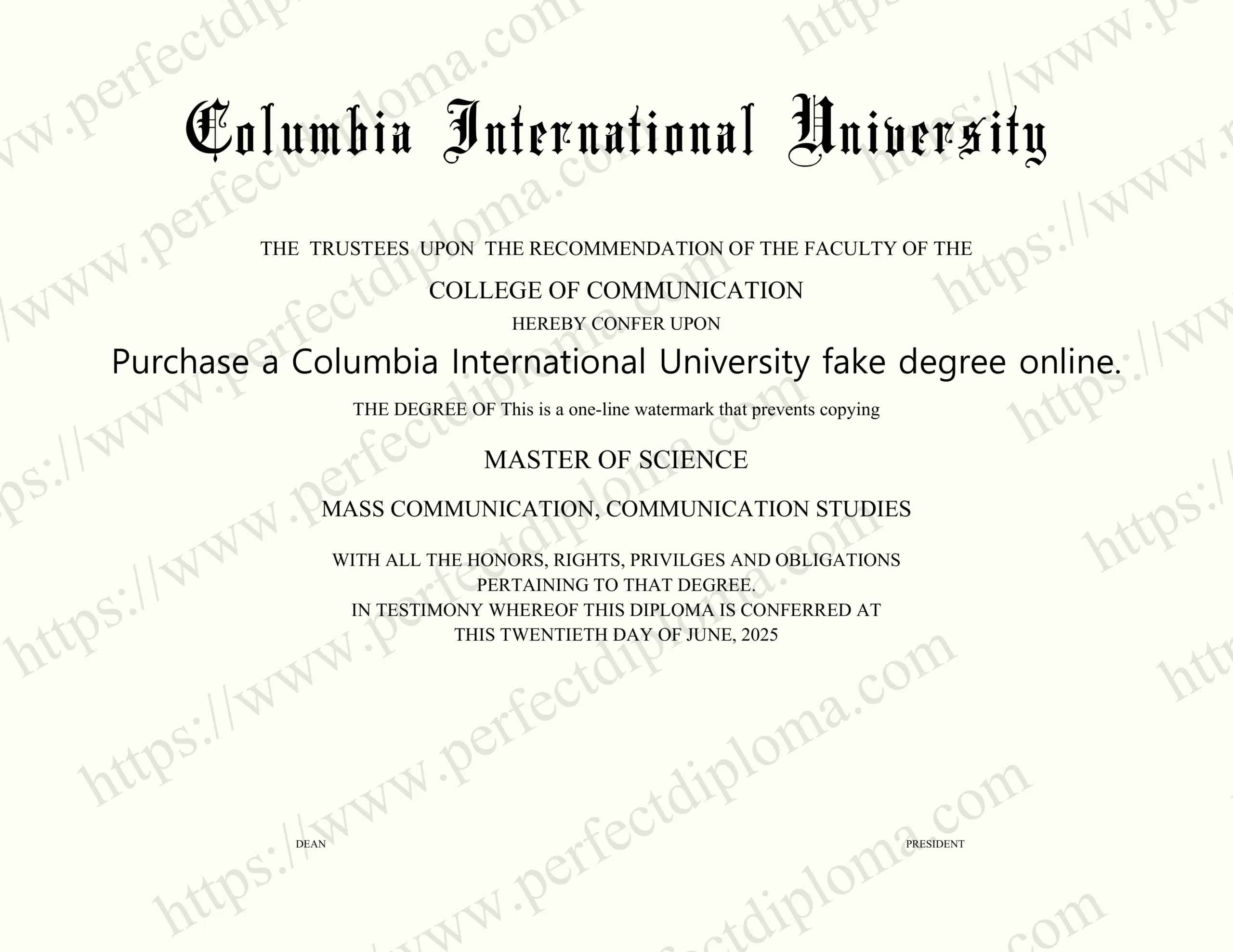 Purchase a Columbia International University fake degree online.