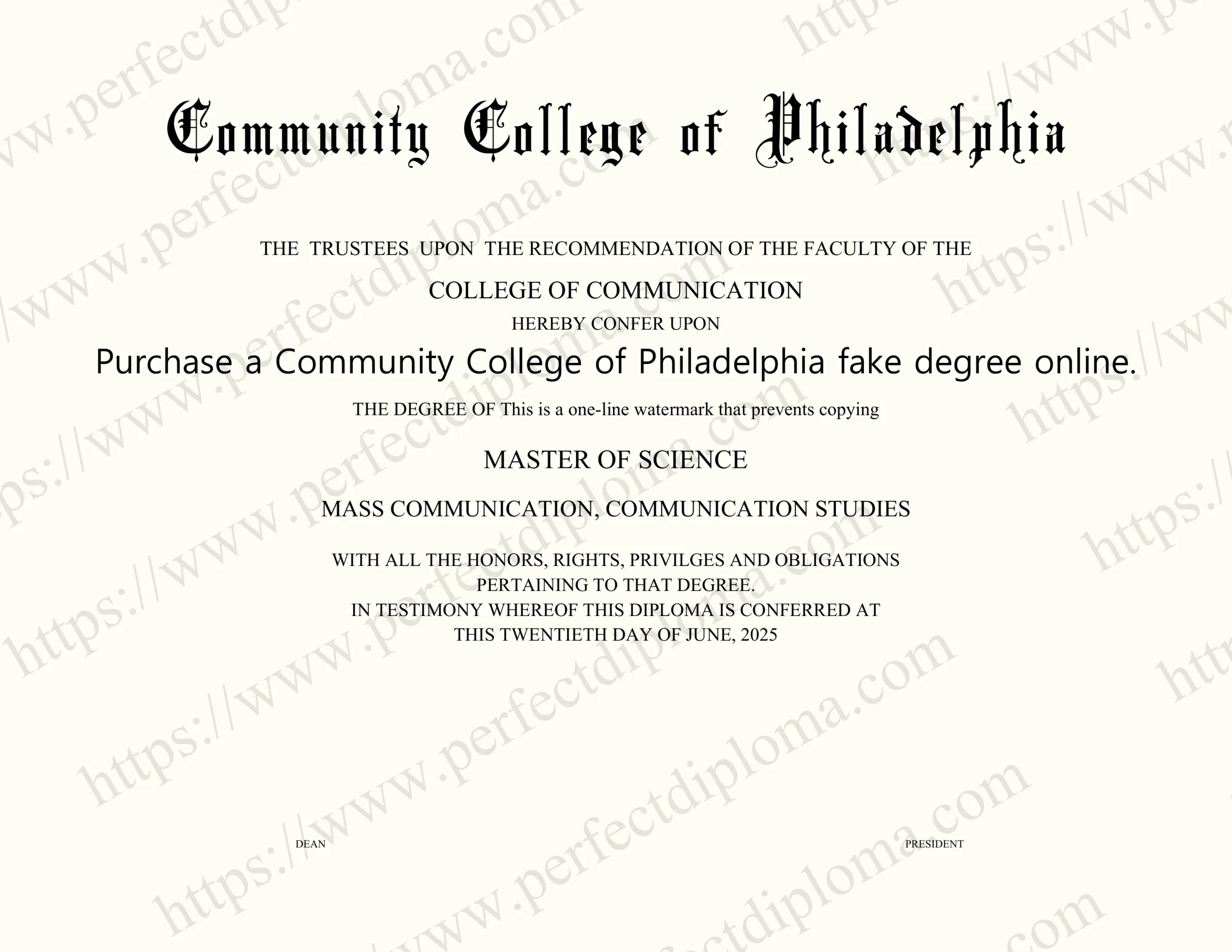 Purchase a Community College of Philadelphia fake degree online.