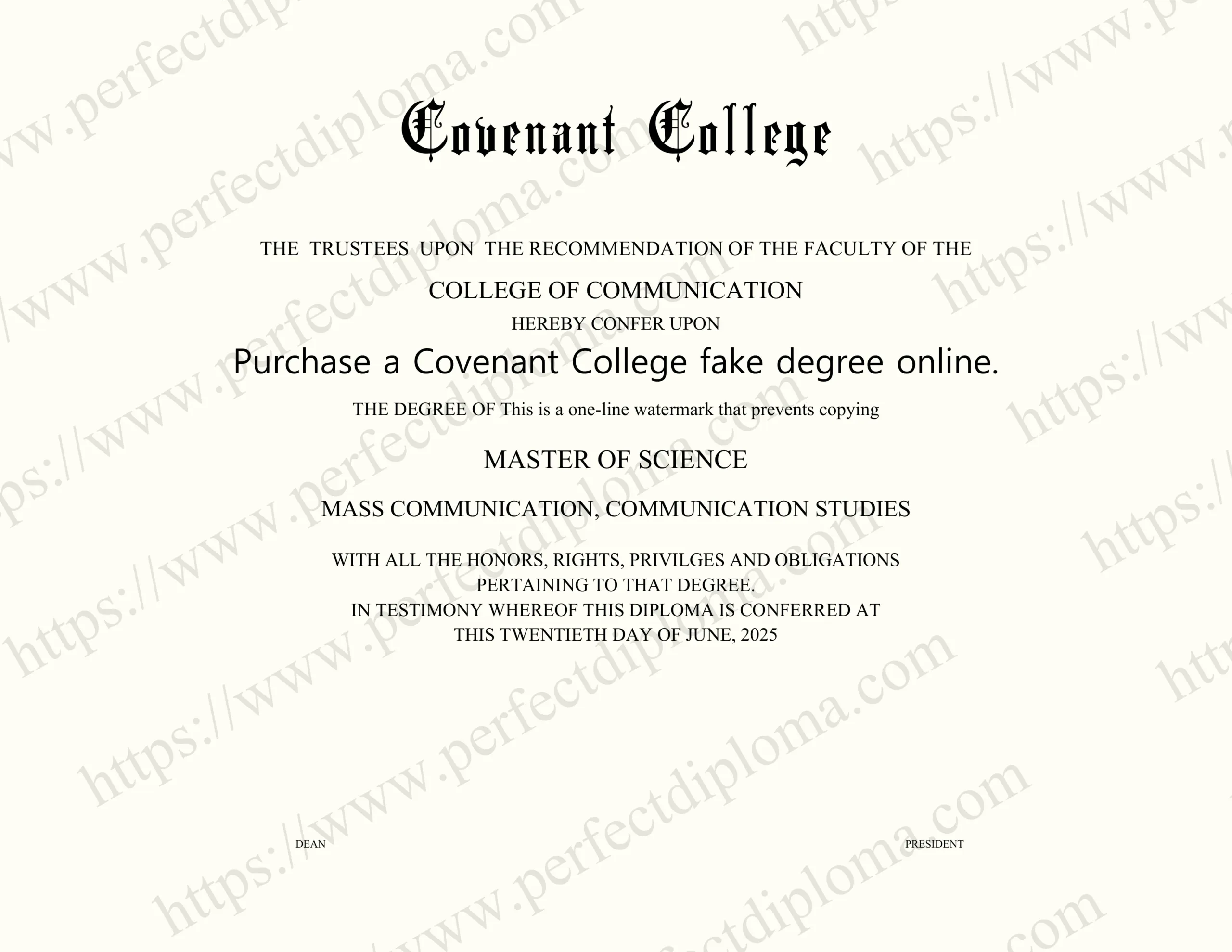 Purchase a Covenant College fake degree online.
