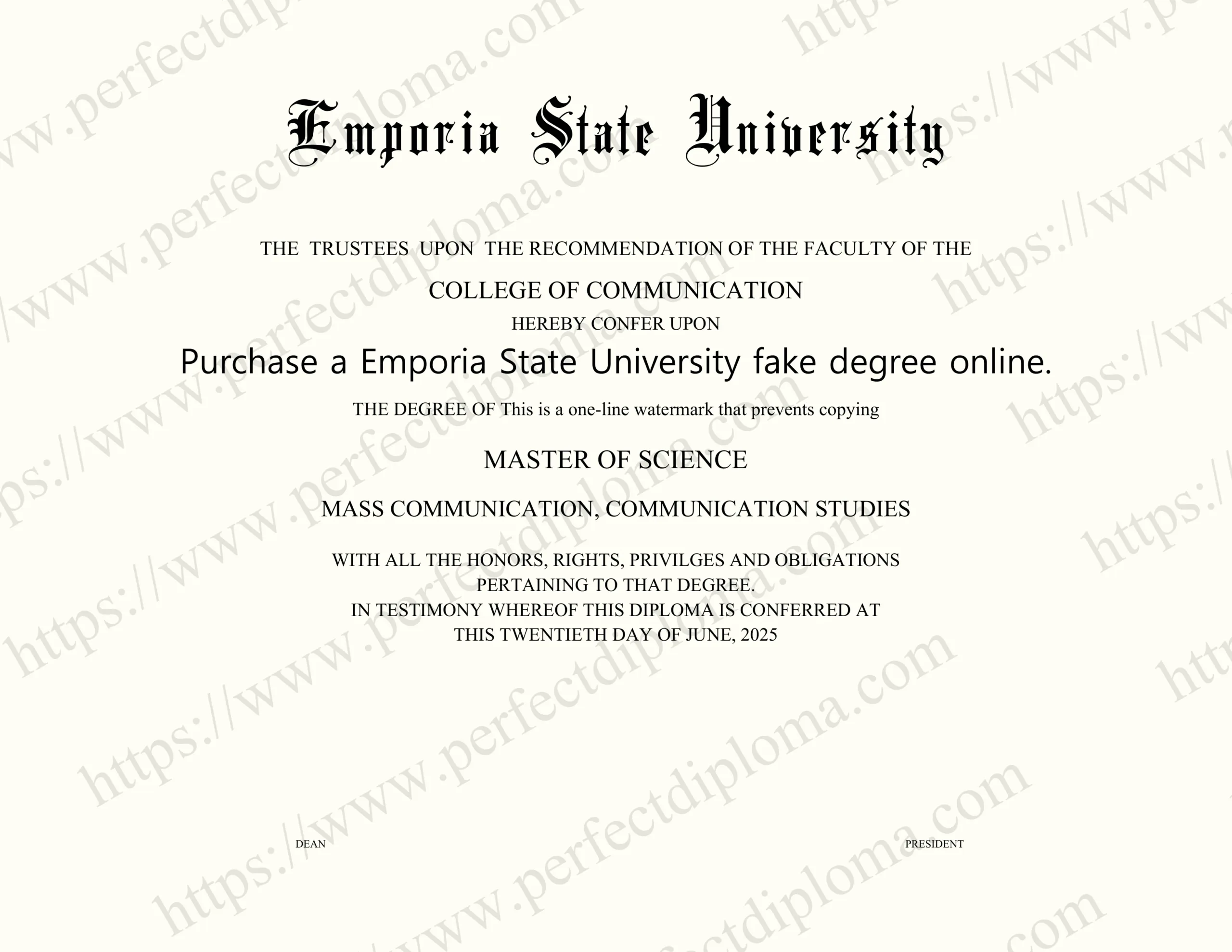 Purchase a Emporia State University fake degree online.
