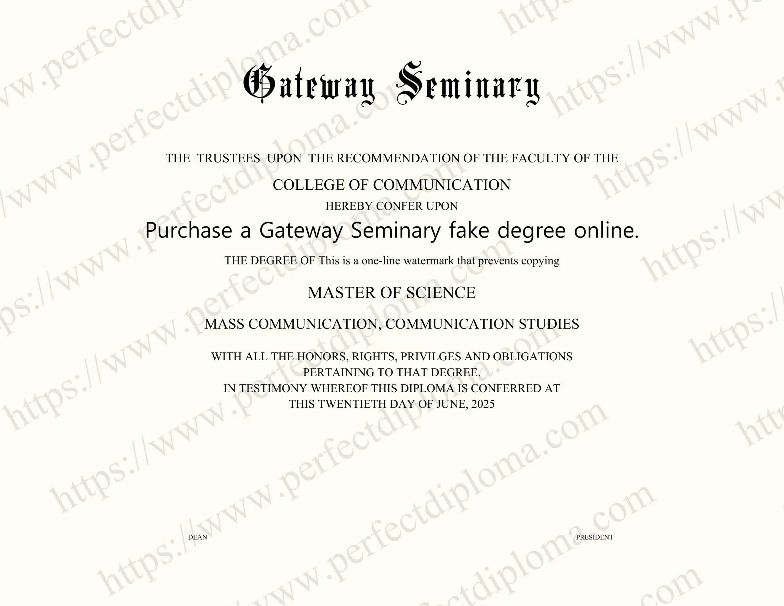 Purchase a Gateway Seminary fake degree online.