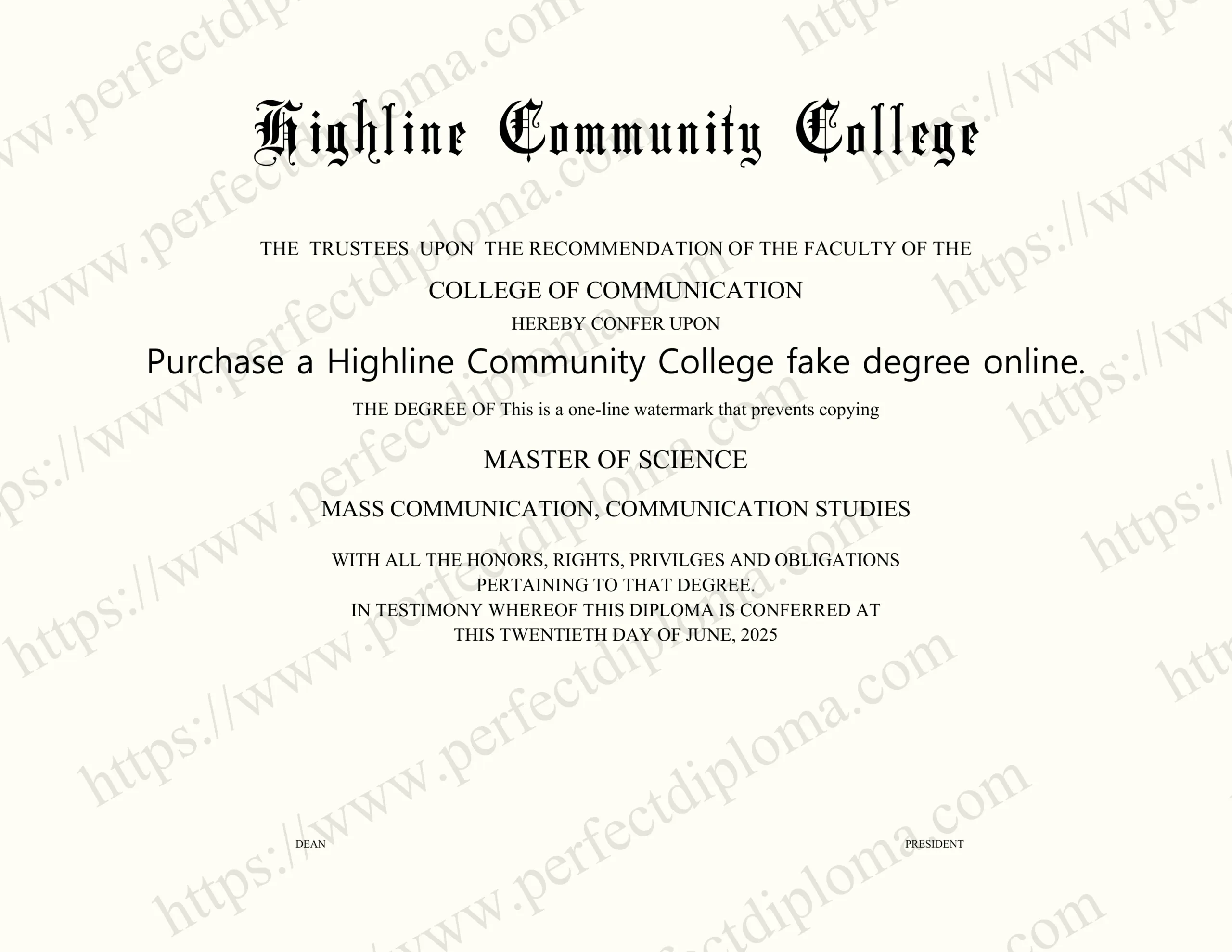 Purchase a Highline Community College fake degree online.