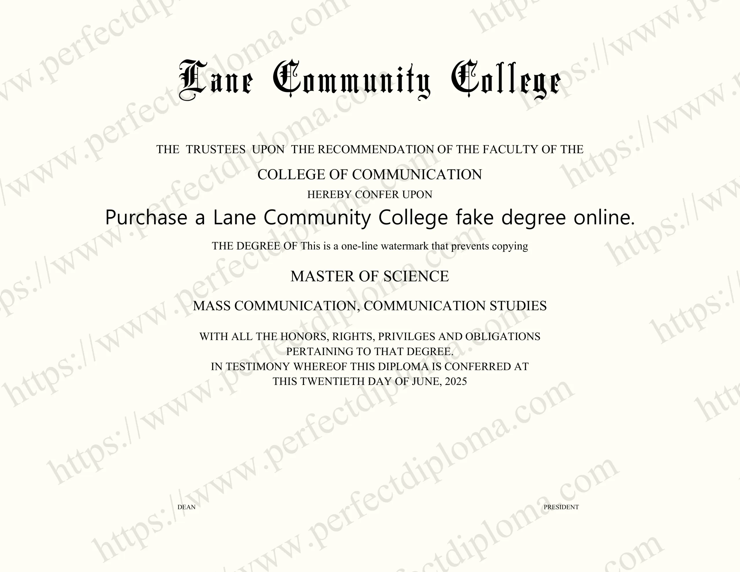 Purchase a Lane Community College fake degree online.