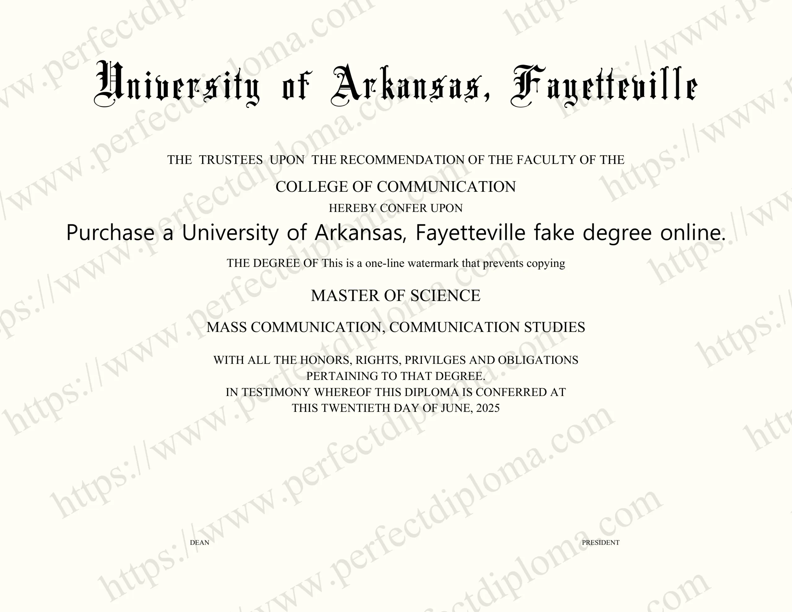 Purchase a University of Arkansas, Fayetteville fake degree online.