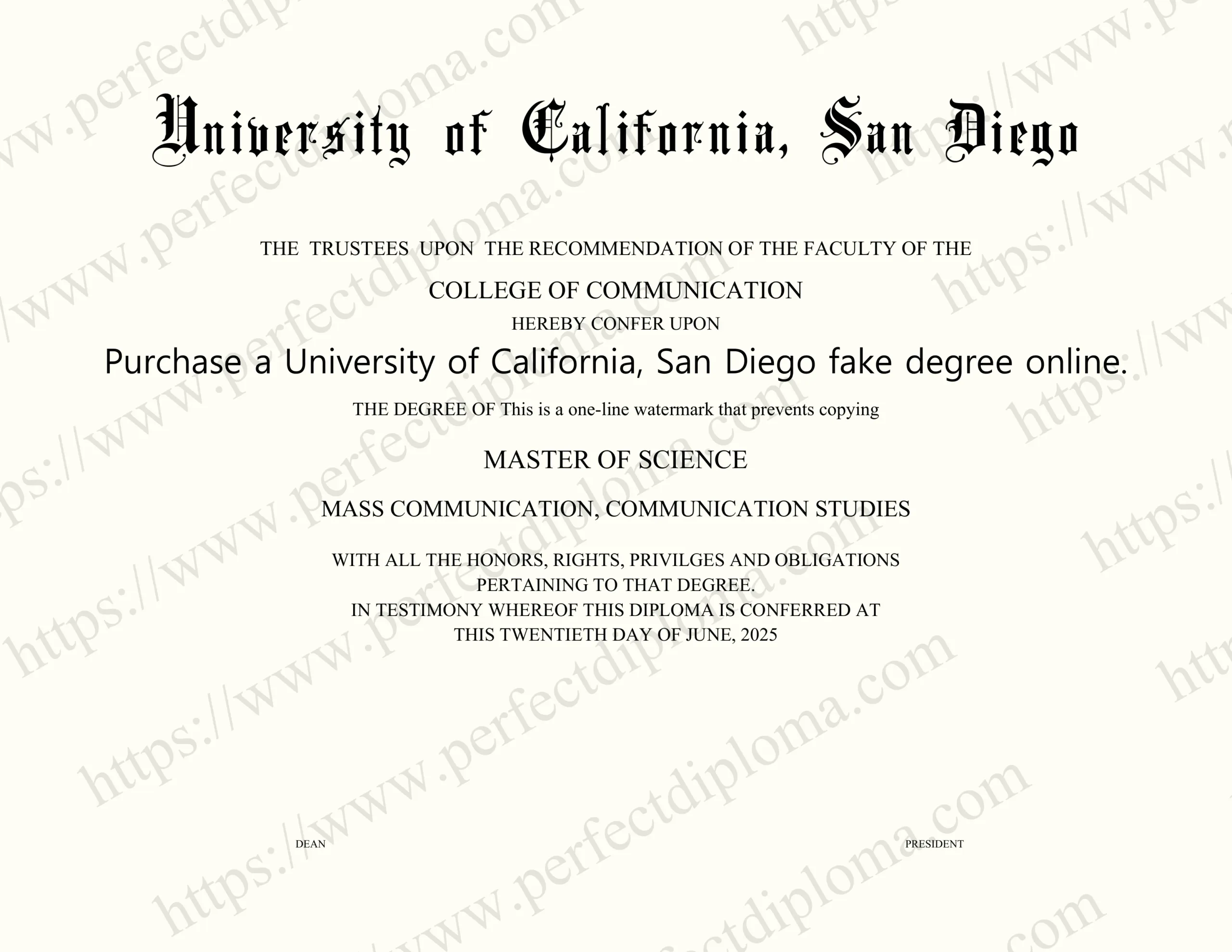 Purchase a University of California, San Diego fake degree online.
