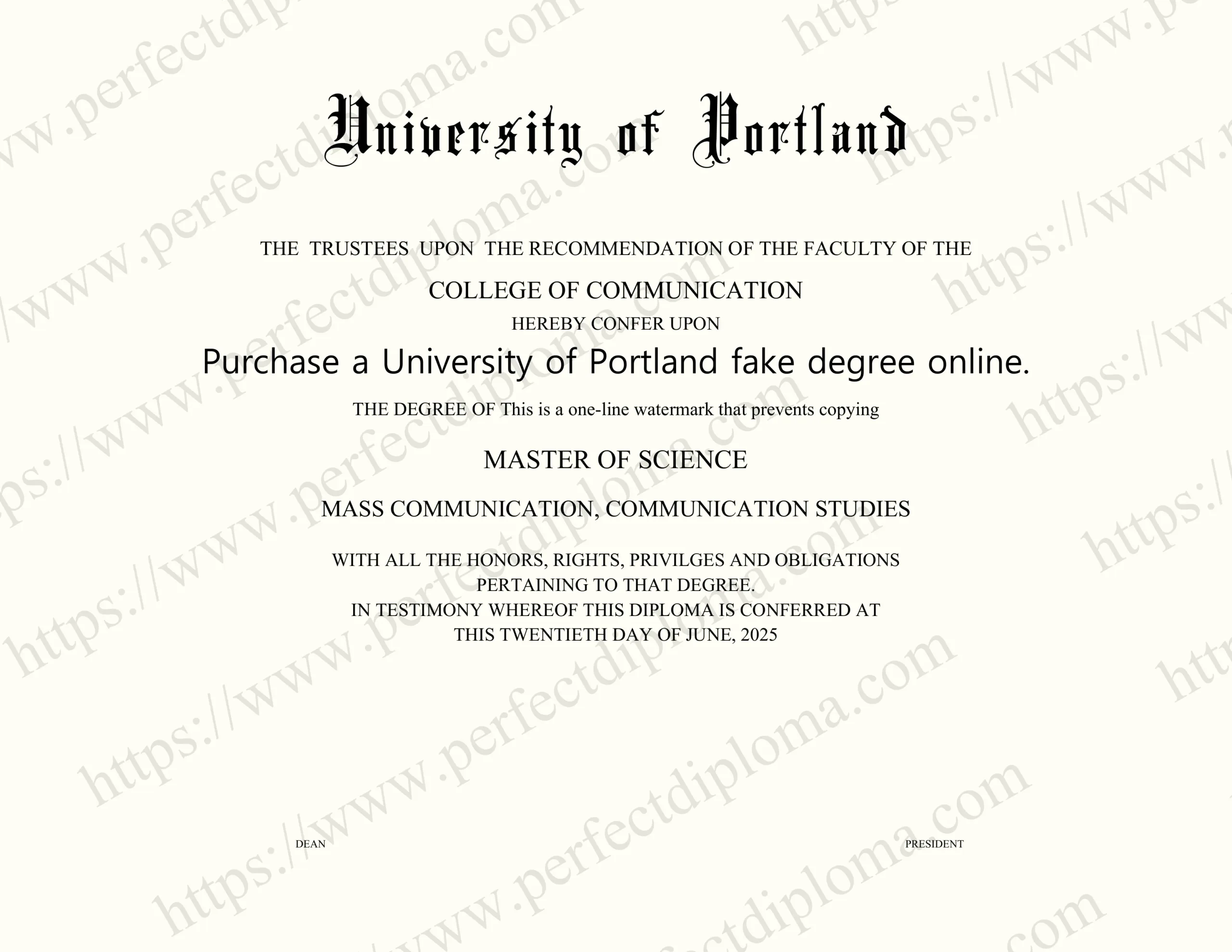 Purchase a University of Portland fake degree online.