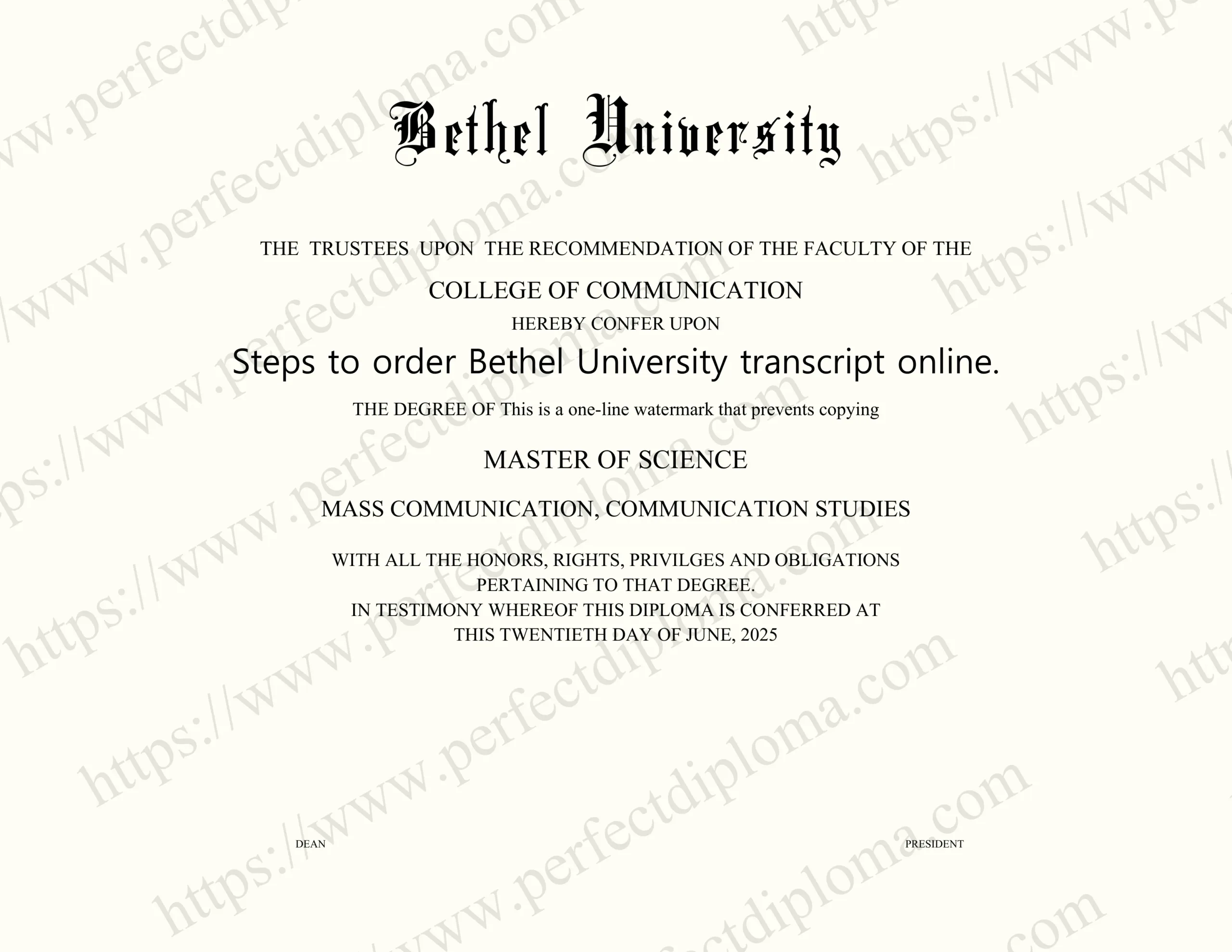 Steps to order Bethel University transcript online.