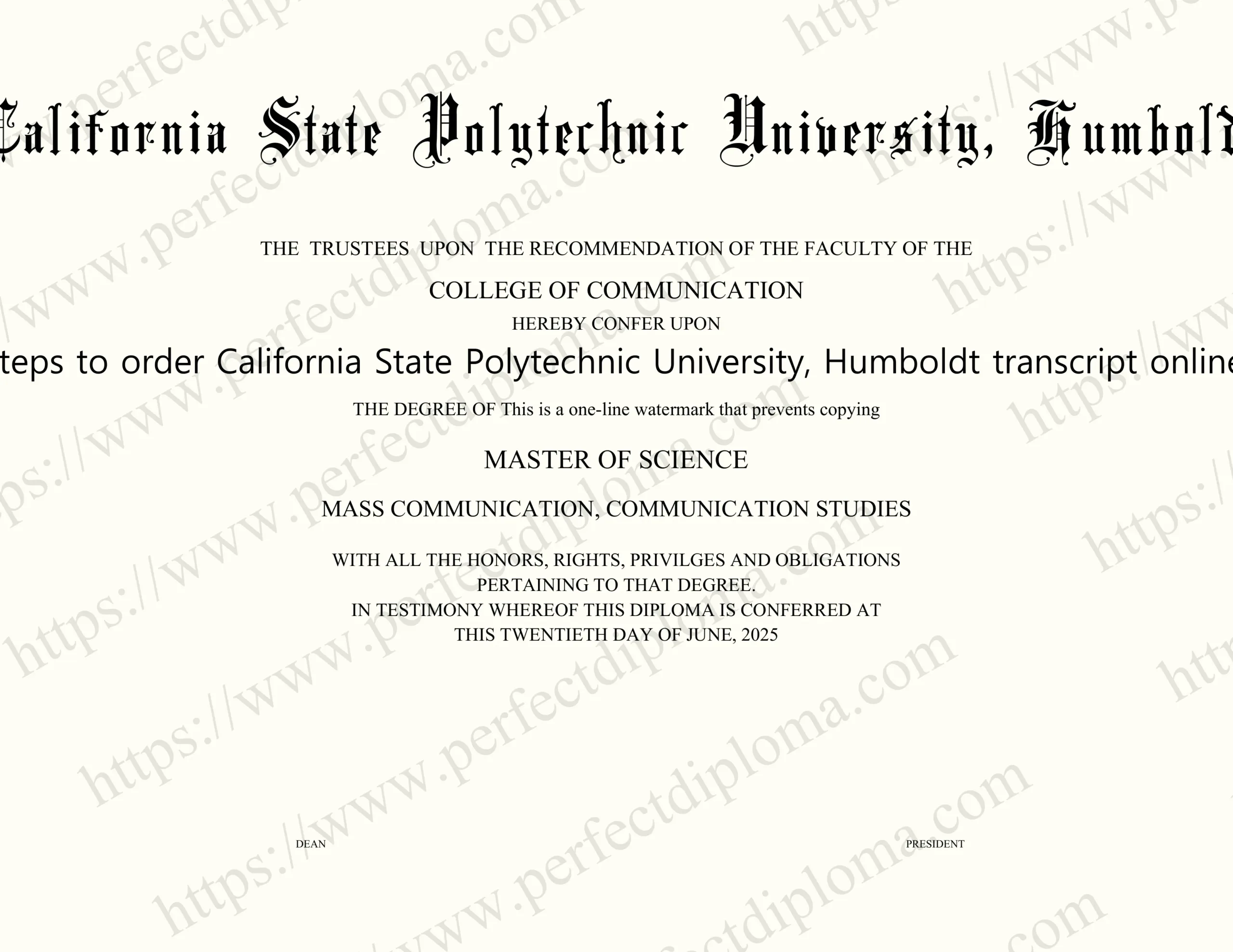 Steps to order California State Polytechnic University, Humboldt transcript online.