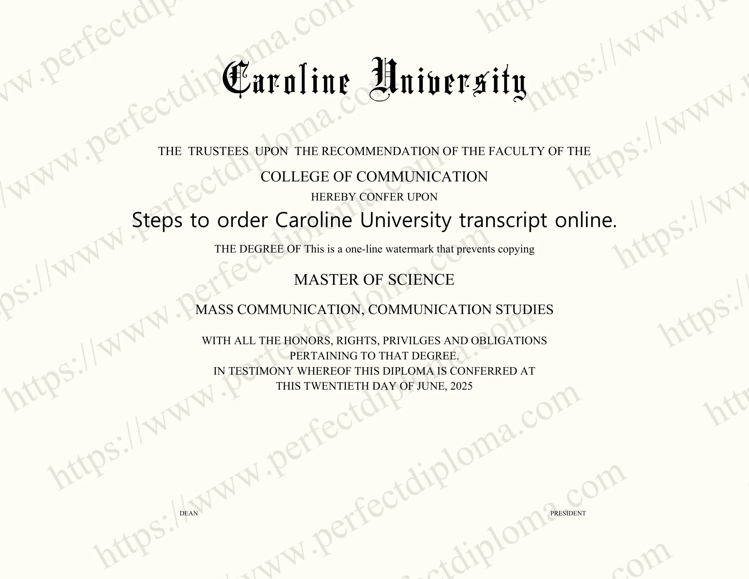 Steps to order Caroline University transcript online.