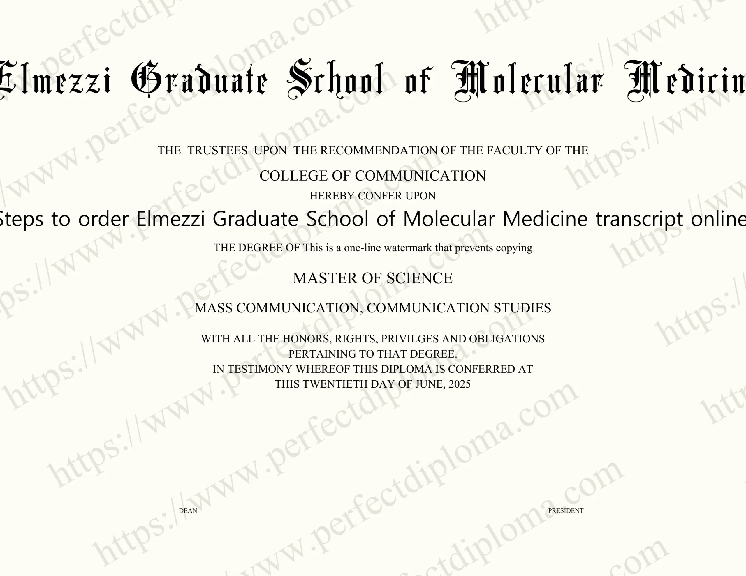 Steps to order Elmezzi Graduate School of Molecular Medicine transcript online.
