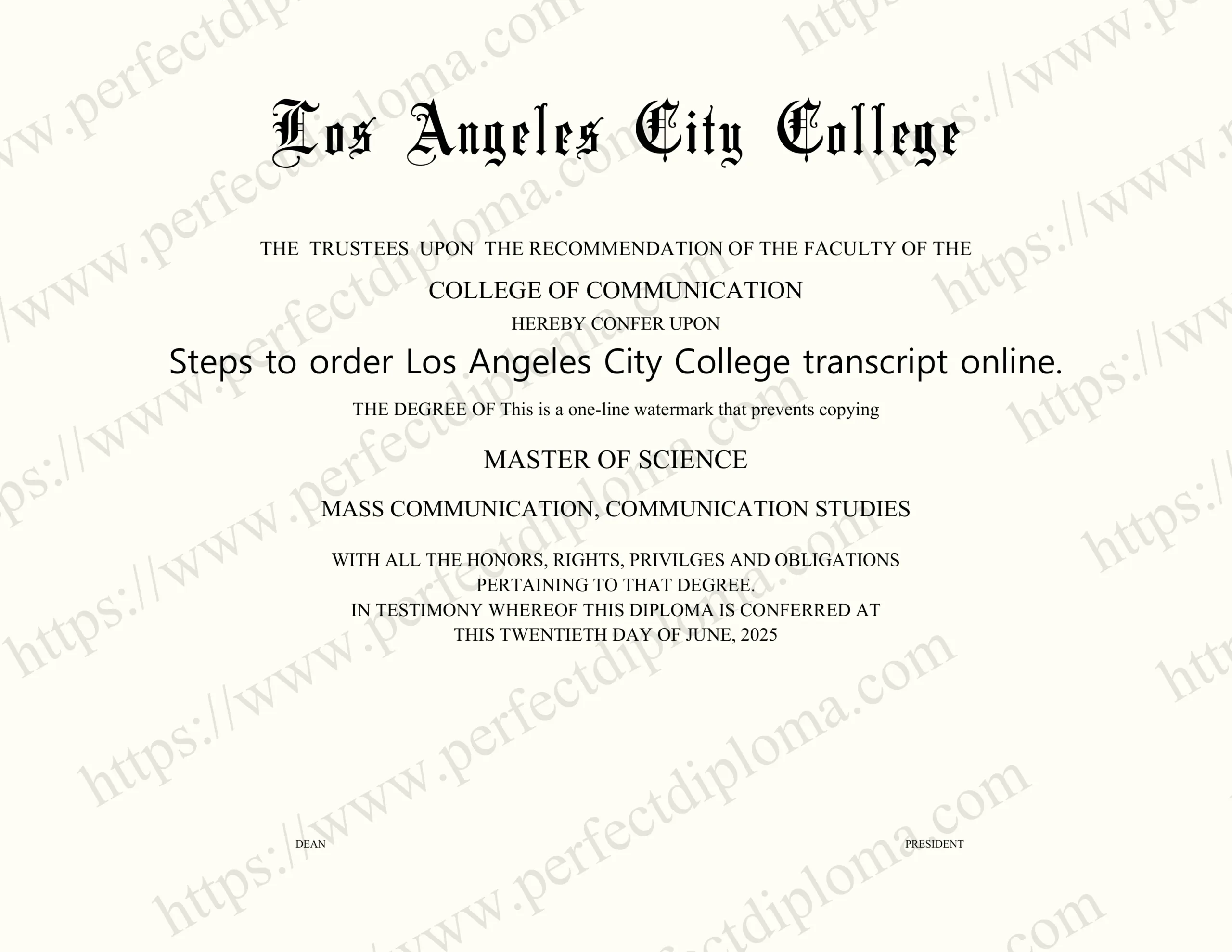 Steps to order Los Angeles City College transcript online.