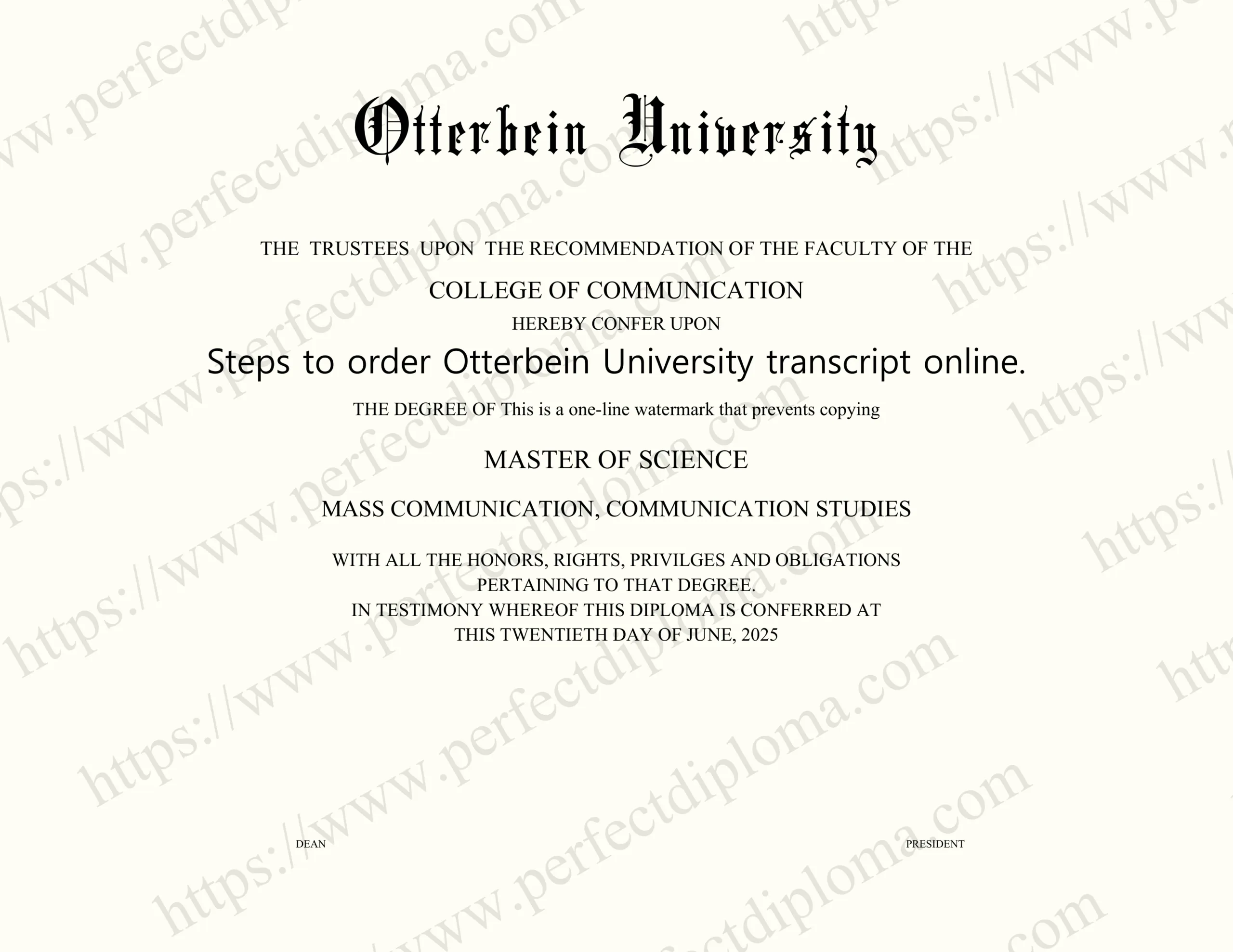 Steps to order Otterbein University transcript online.