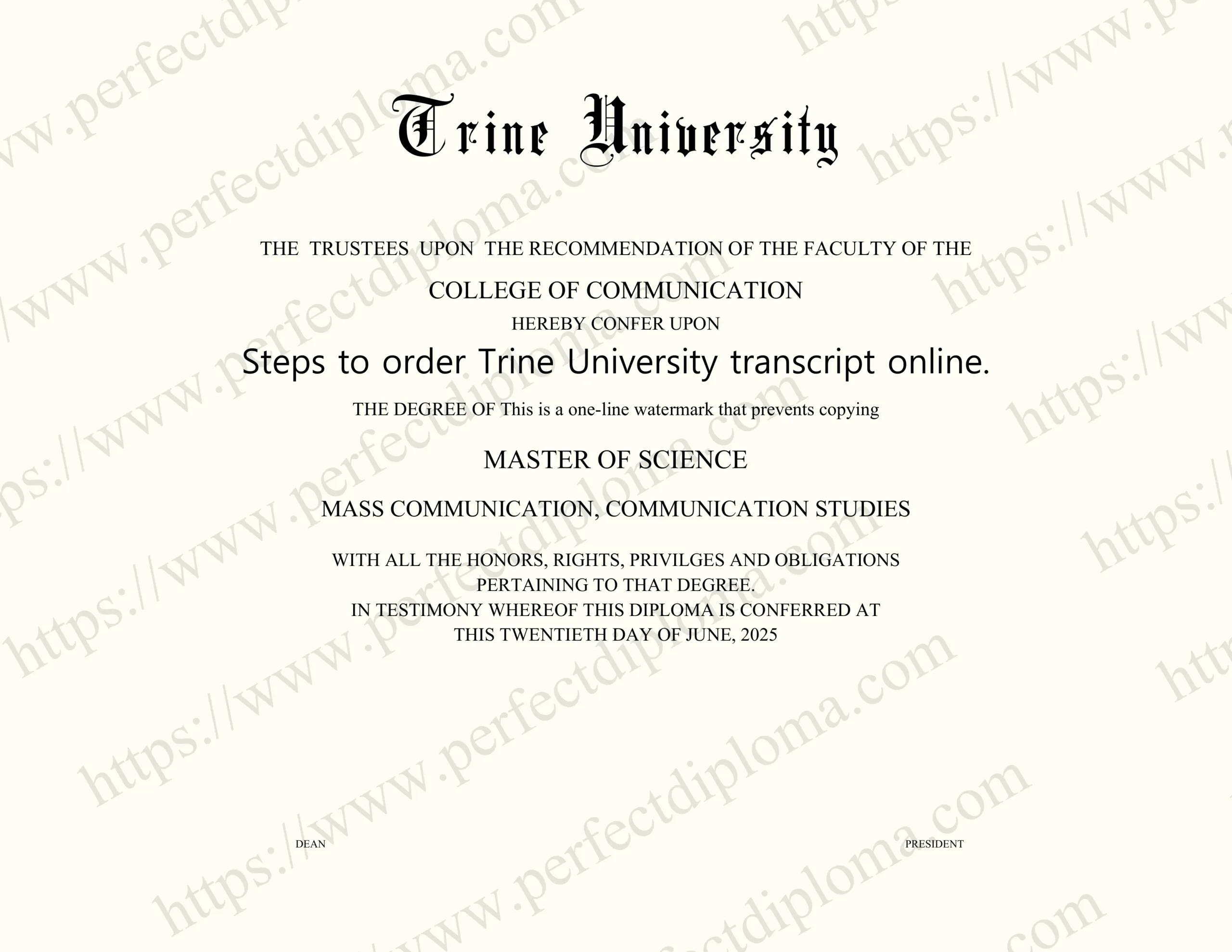Steps to order Trine University transcript online.