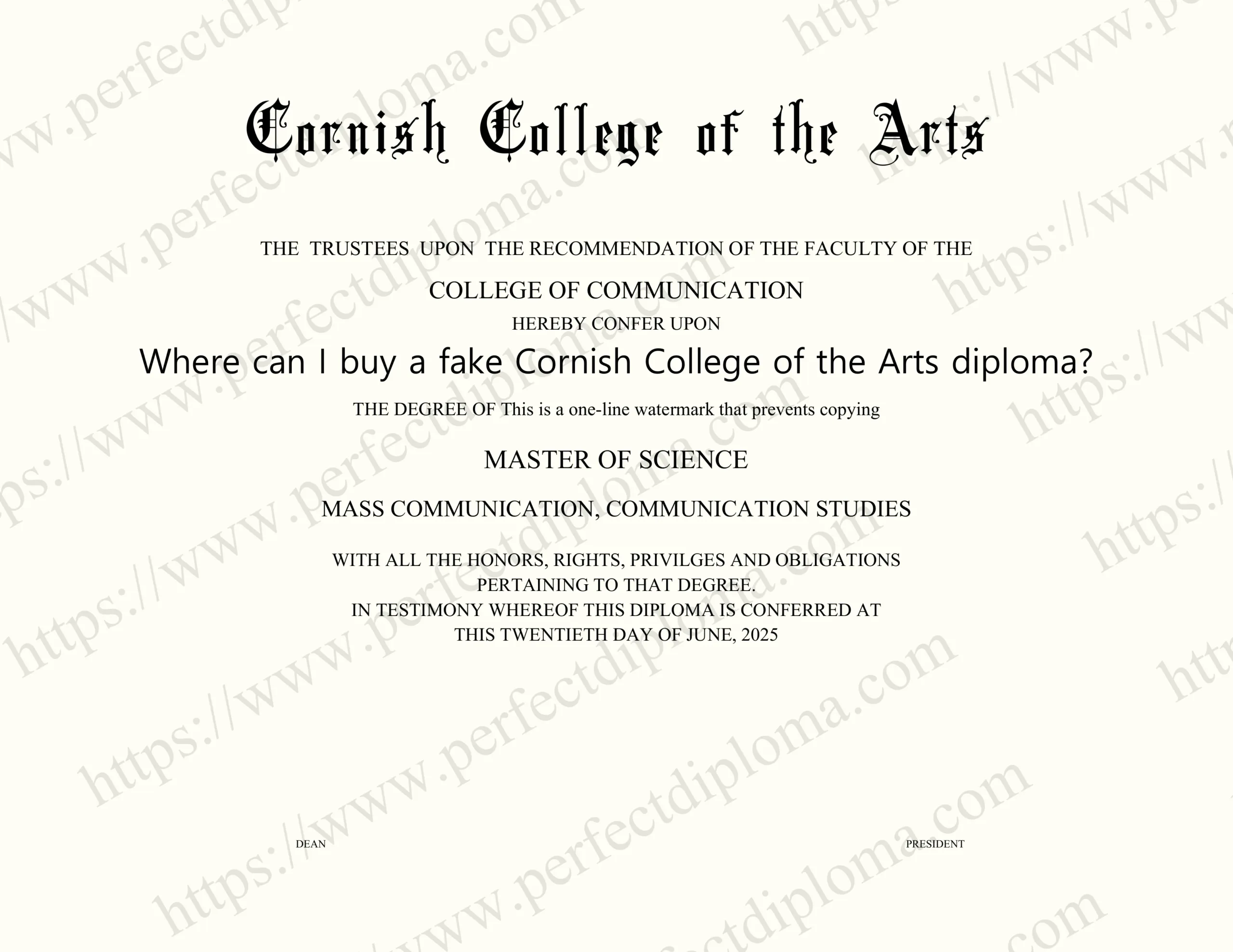 Where can I buy a fake Cornish College of the Arts diploma?
