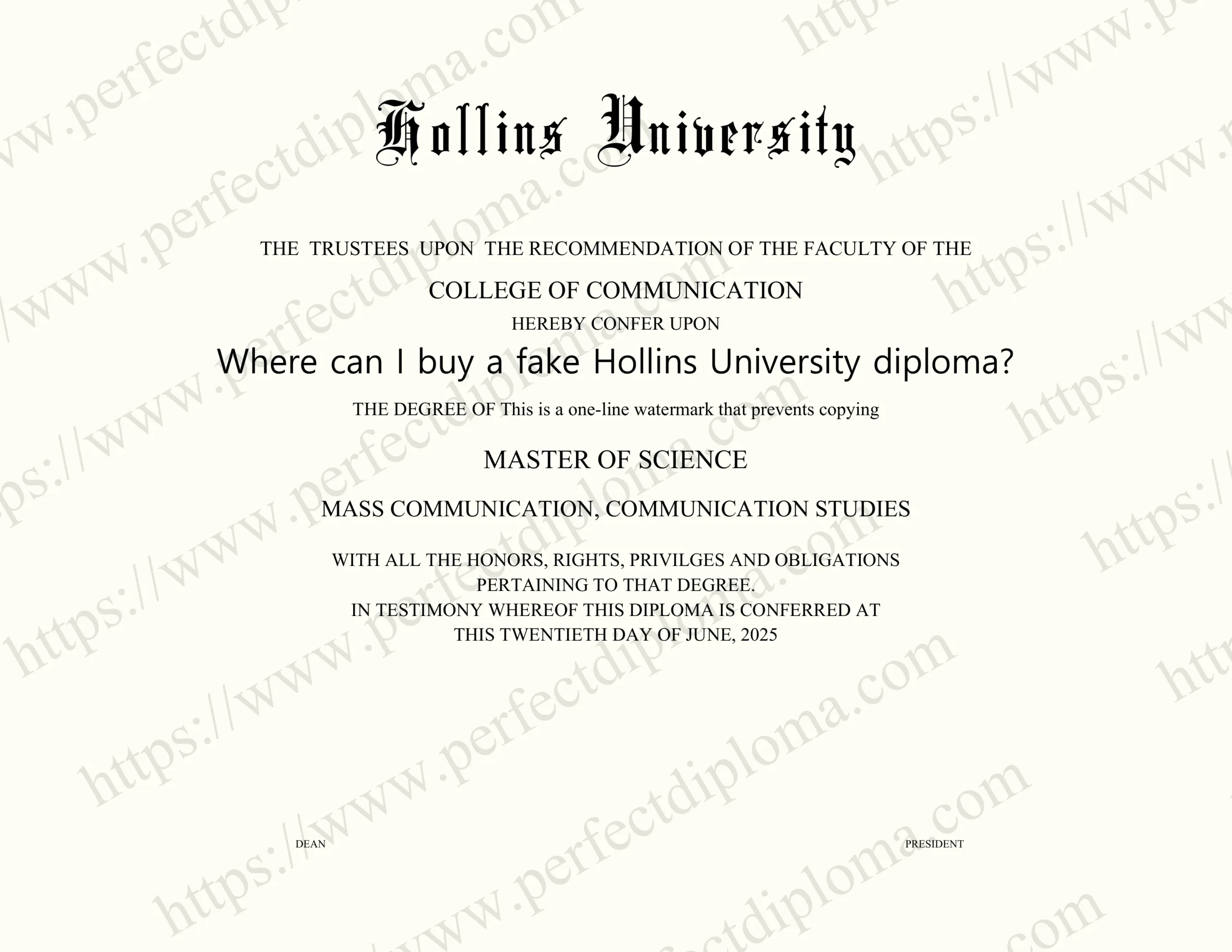 Where can I buy a fake Hollins University diploma?