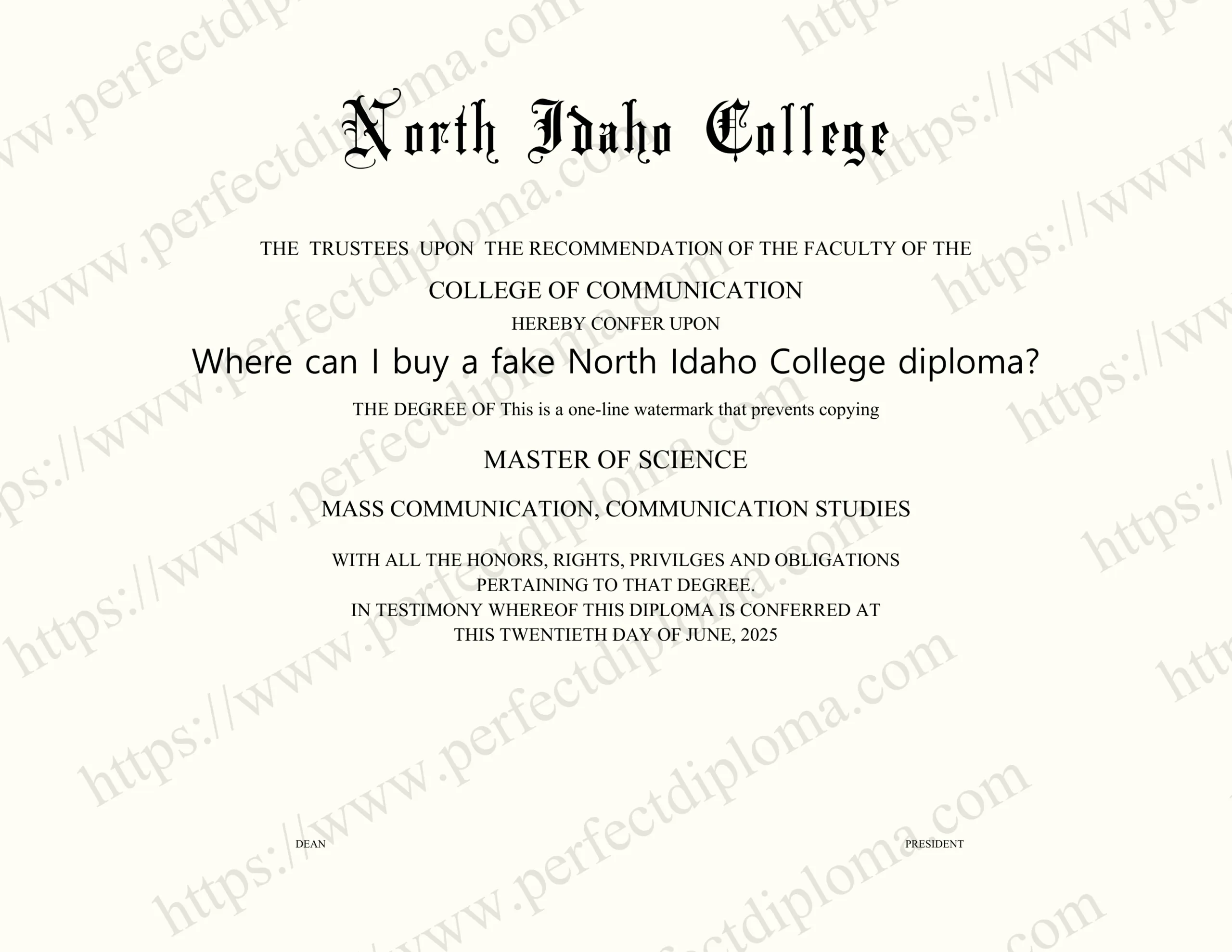 Where can I buy a fake North Idaho College diploma?