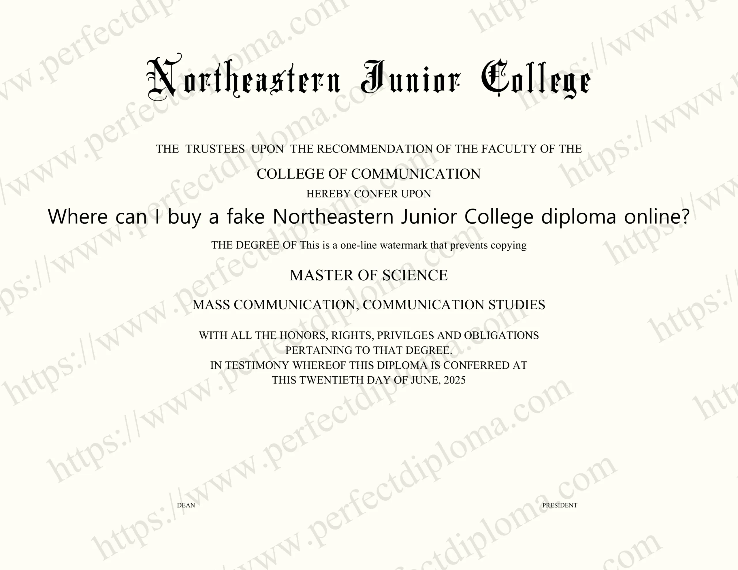 Where can I buy a fake Northeastern Junior College diploma online?