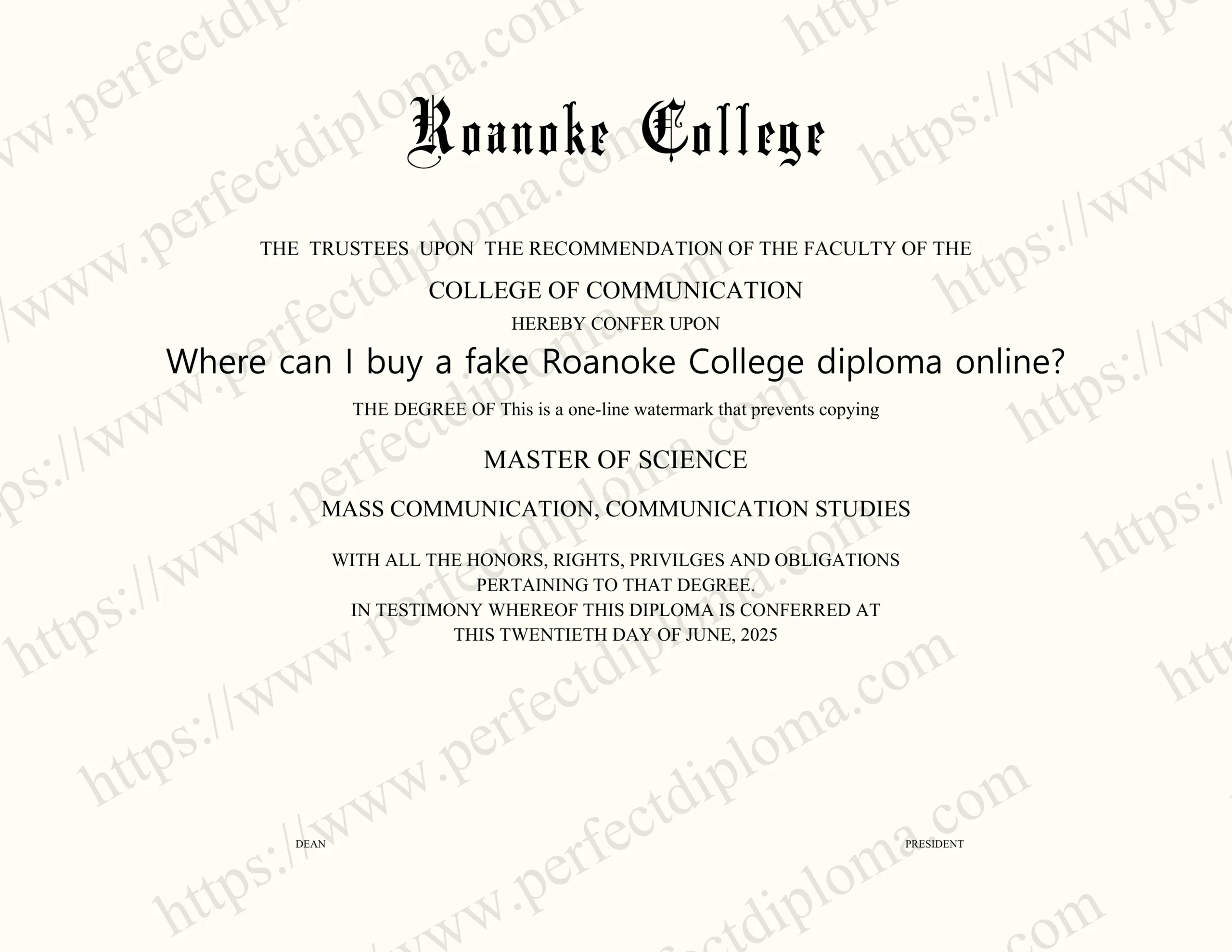 Where can I buy a fake Roanoke College diploma online?