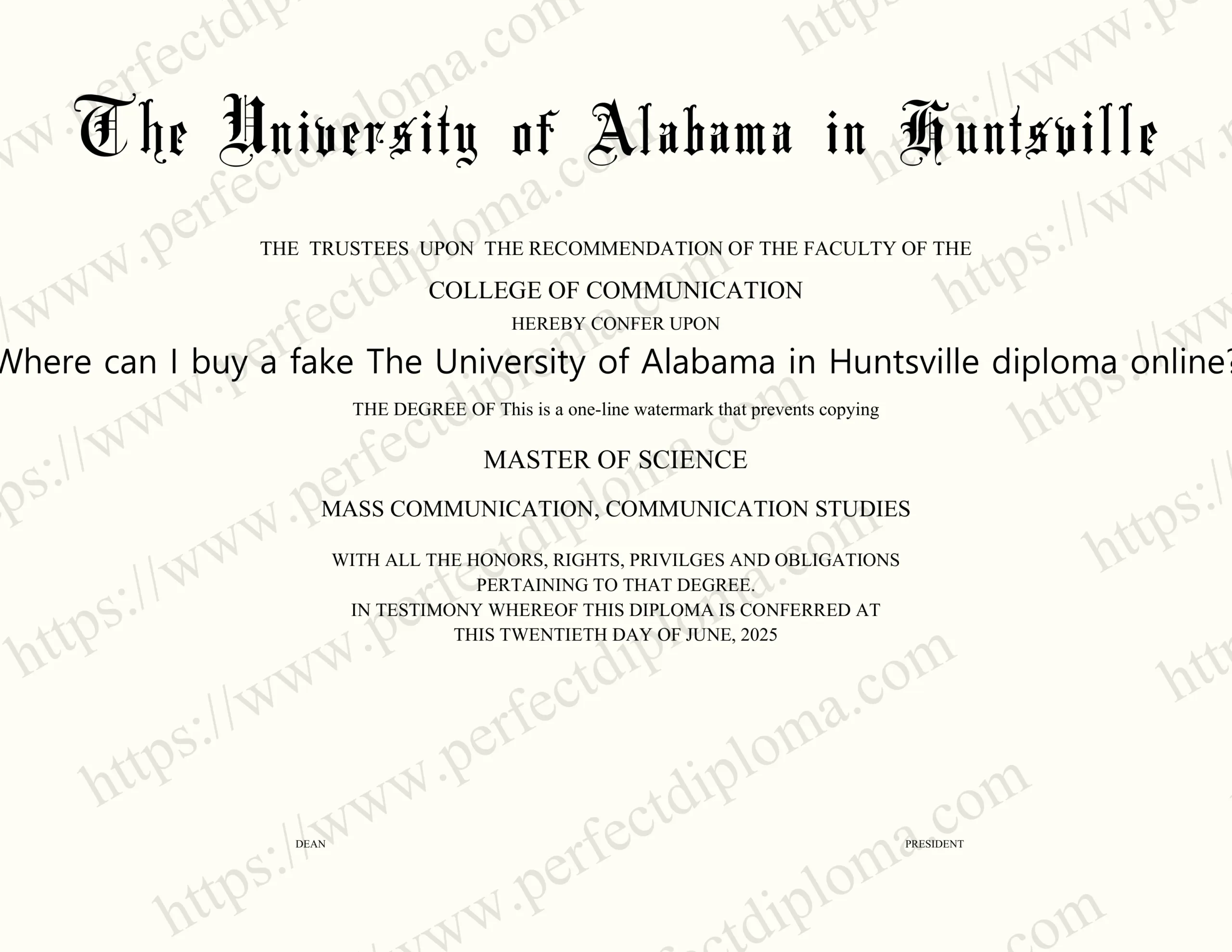Where can I buy a fake The University of Alabama in Huntsville diploma online?
