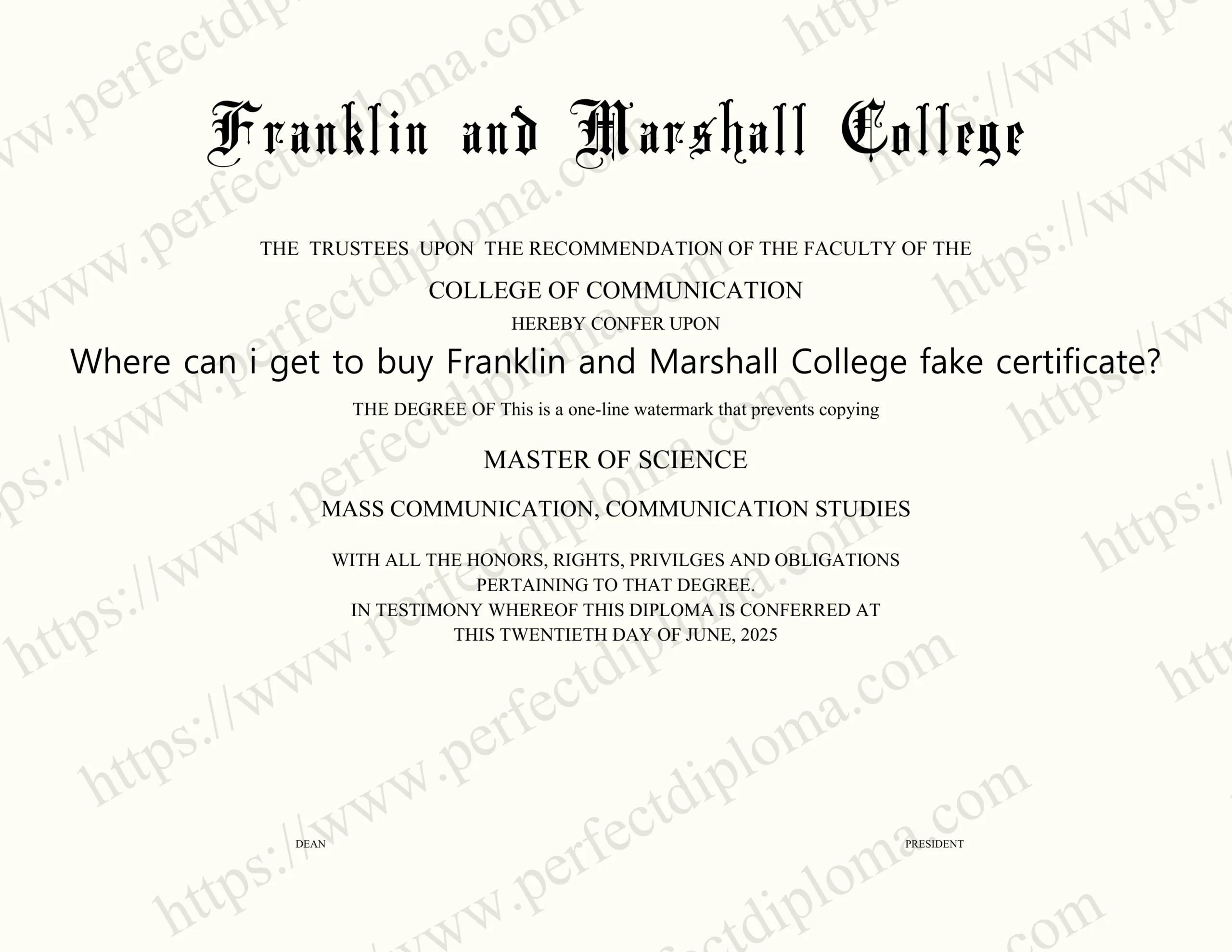 Where can i get to buy Franklin and Marshall College fake certificate?