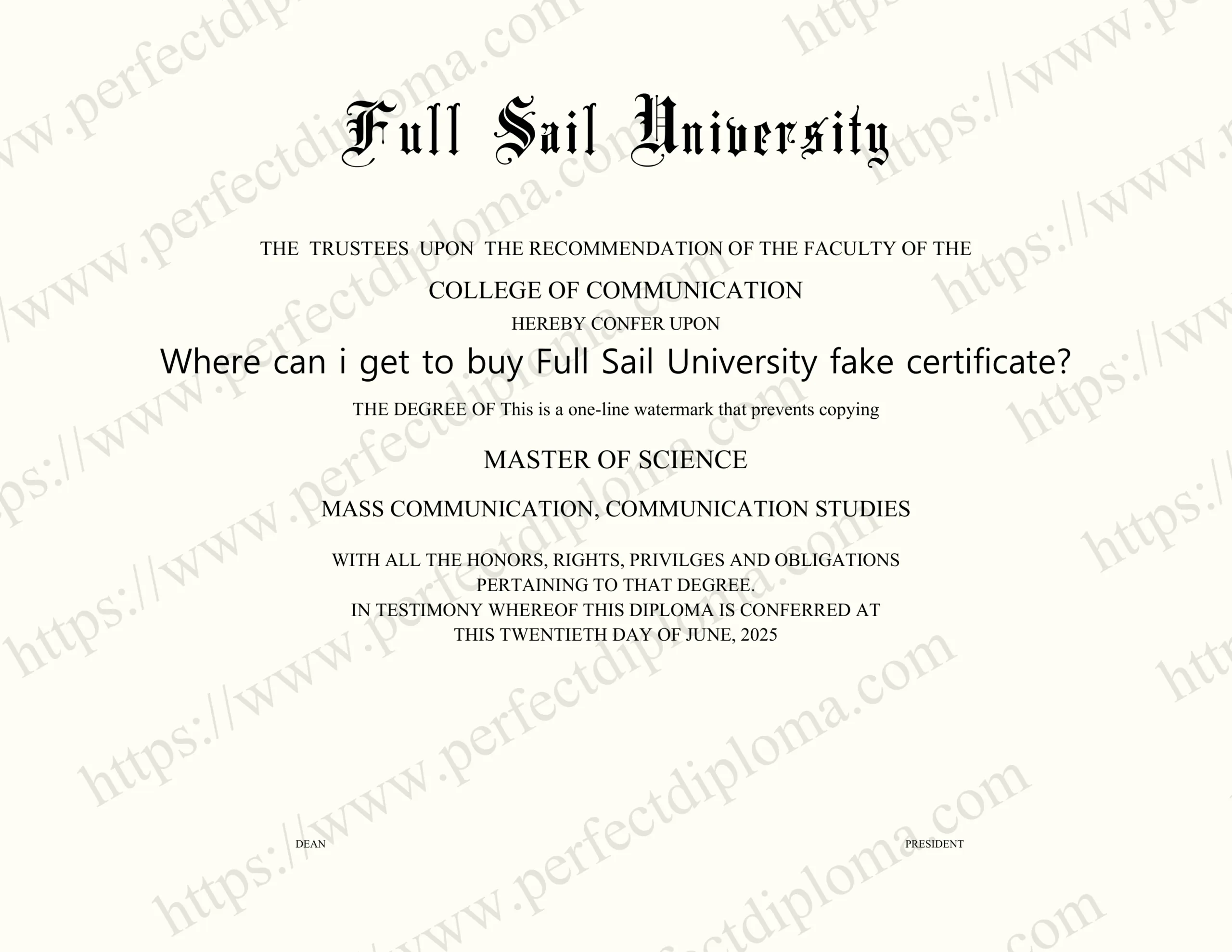 Where can i get to buy Full Sail University fake certificate?
