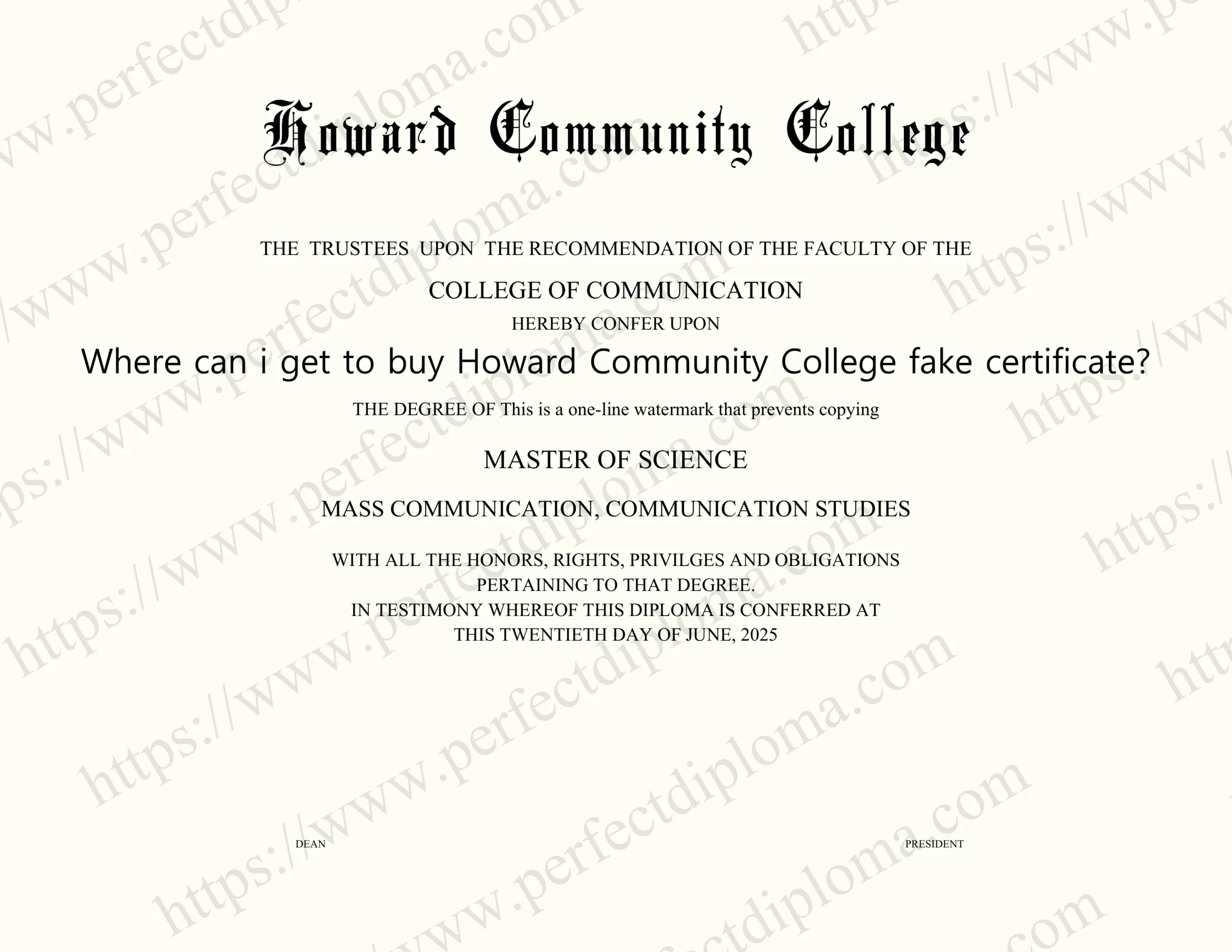 Where can i get to buy Howard Community College fake certificate?