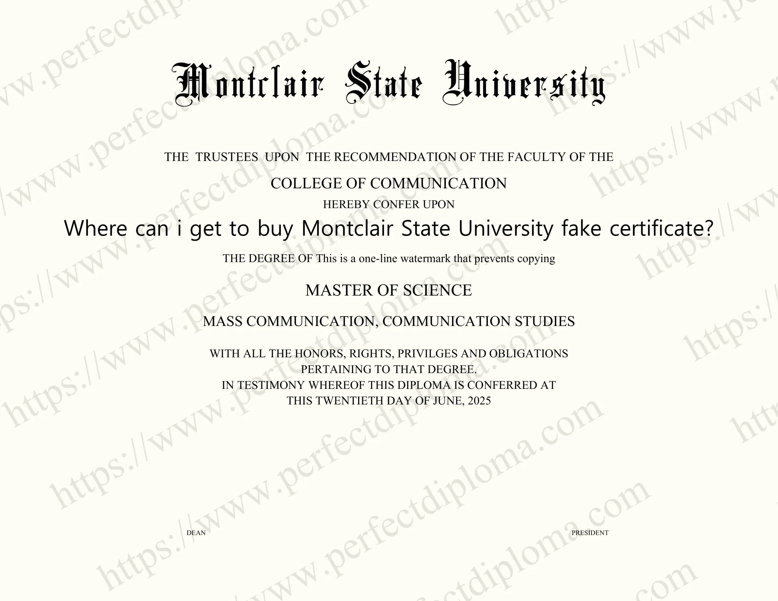 Where can i get to buy Montclair State University fake certificate?