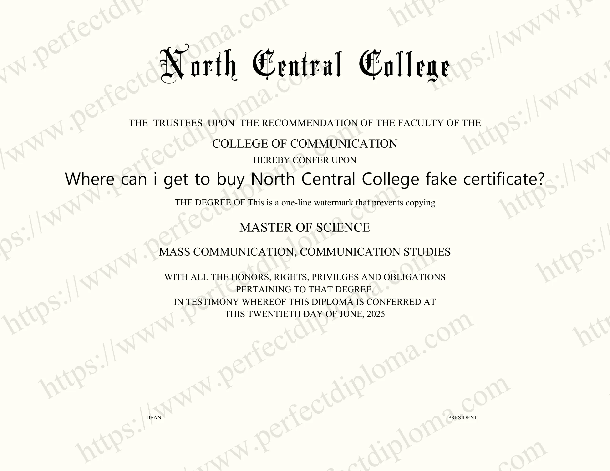 Where can i get to buy North Central College fake certificate?