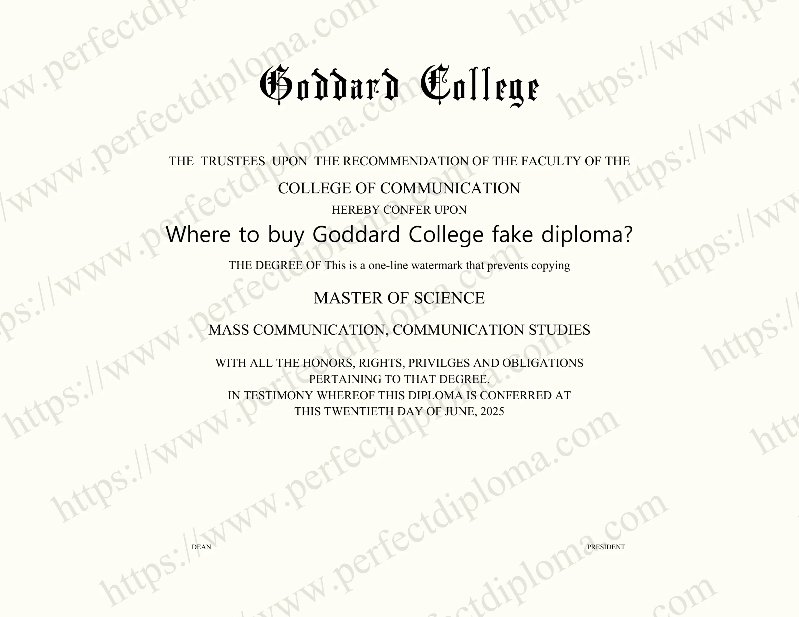 Where to buy Goddard College fake diploma?