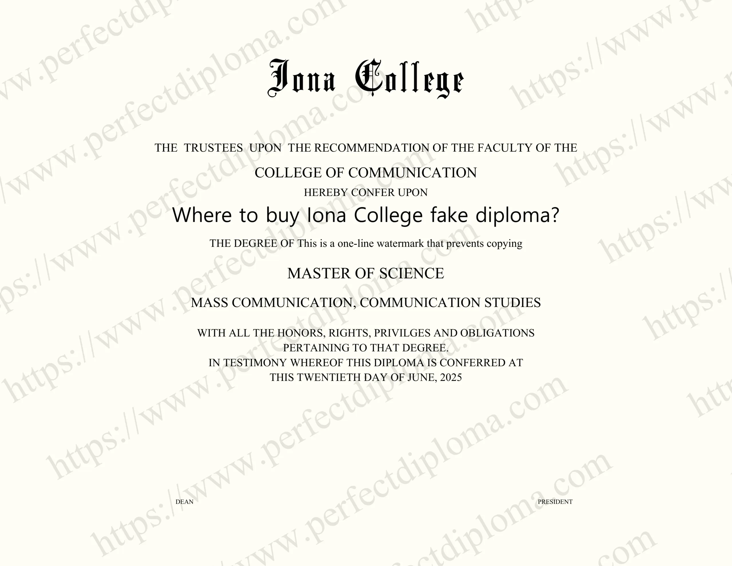 Where to buy Iona College fake diploma?
