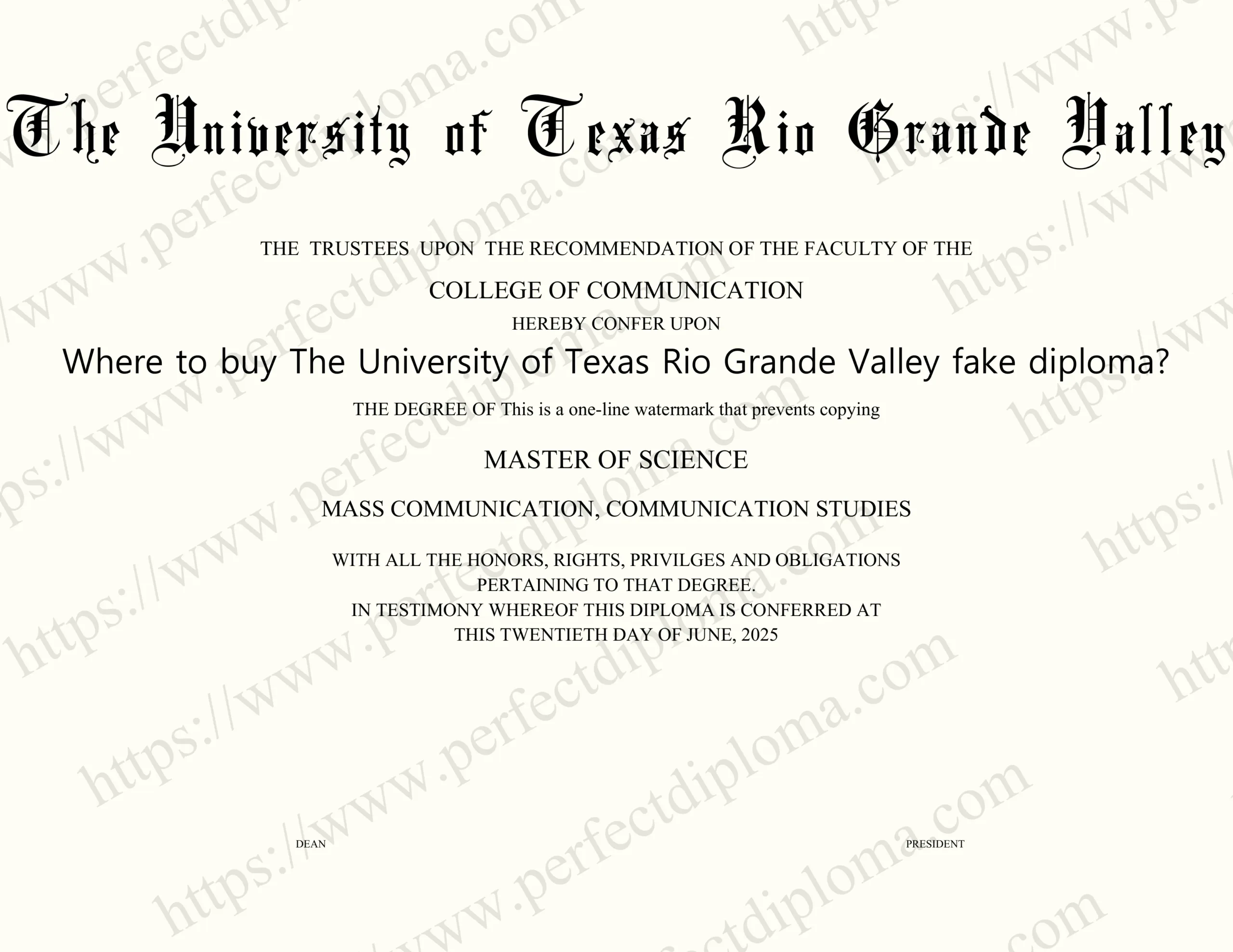 Where to buy The University of Texas Rio Grande Valley fake diploma?