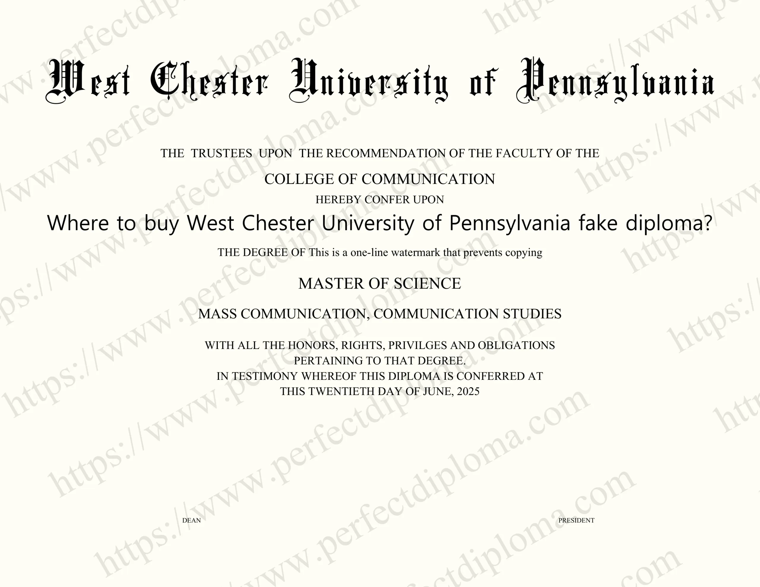 Where to buy West Chester University of Pennsylvania fake diploma?