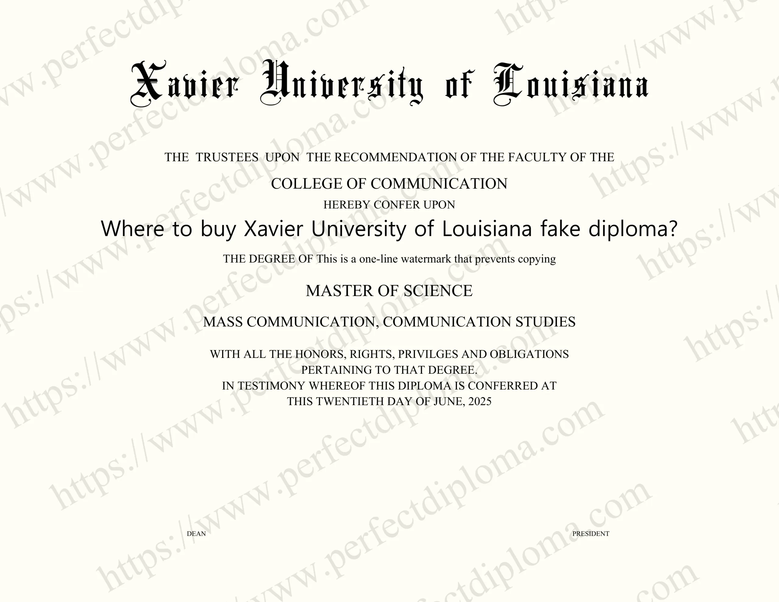 Where to buy Xavier University of Louisiana fake diploma?
