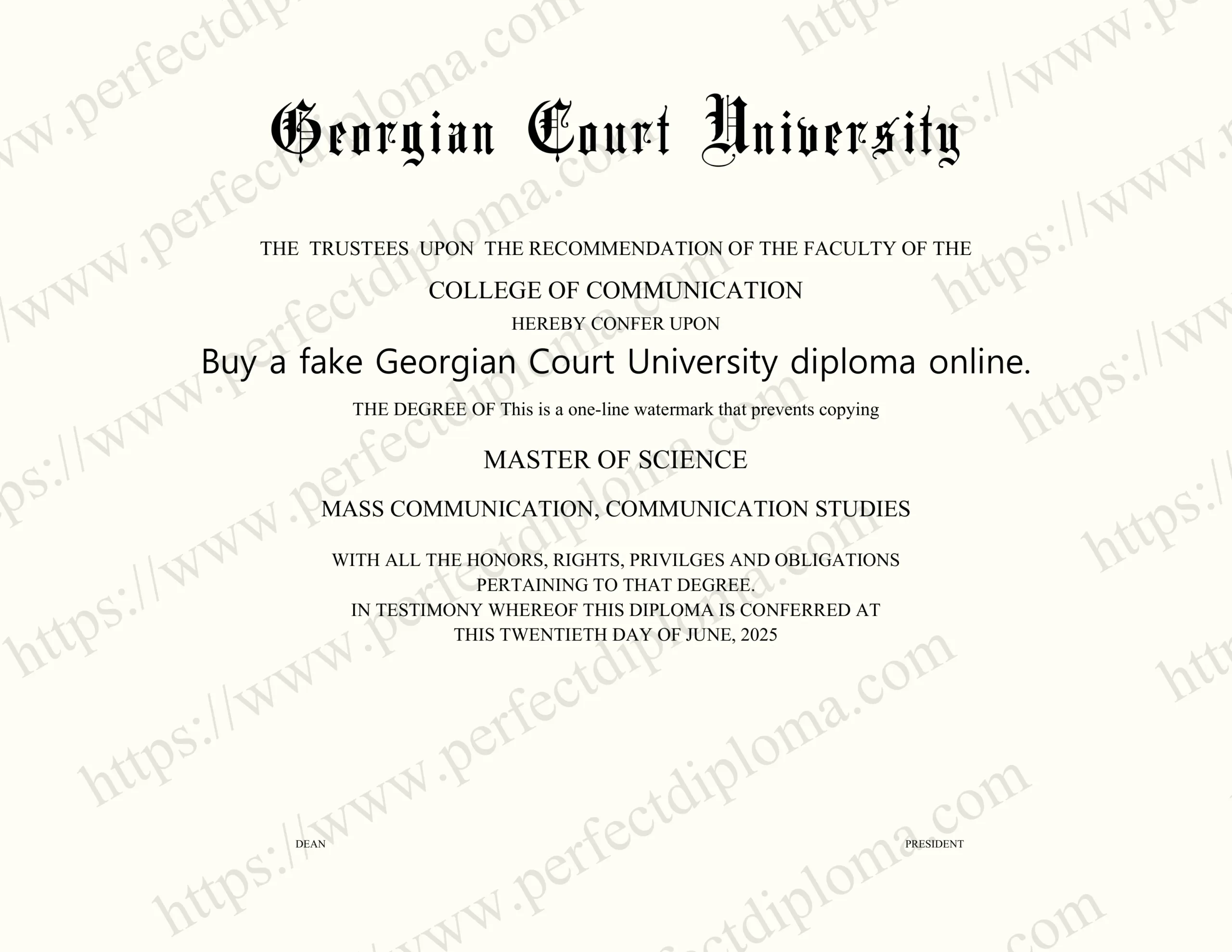 Buy a fake Georgian Court University diploma online.