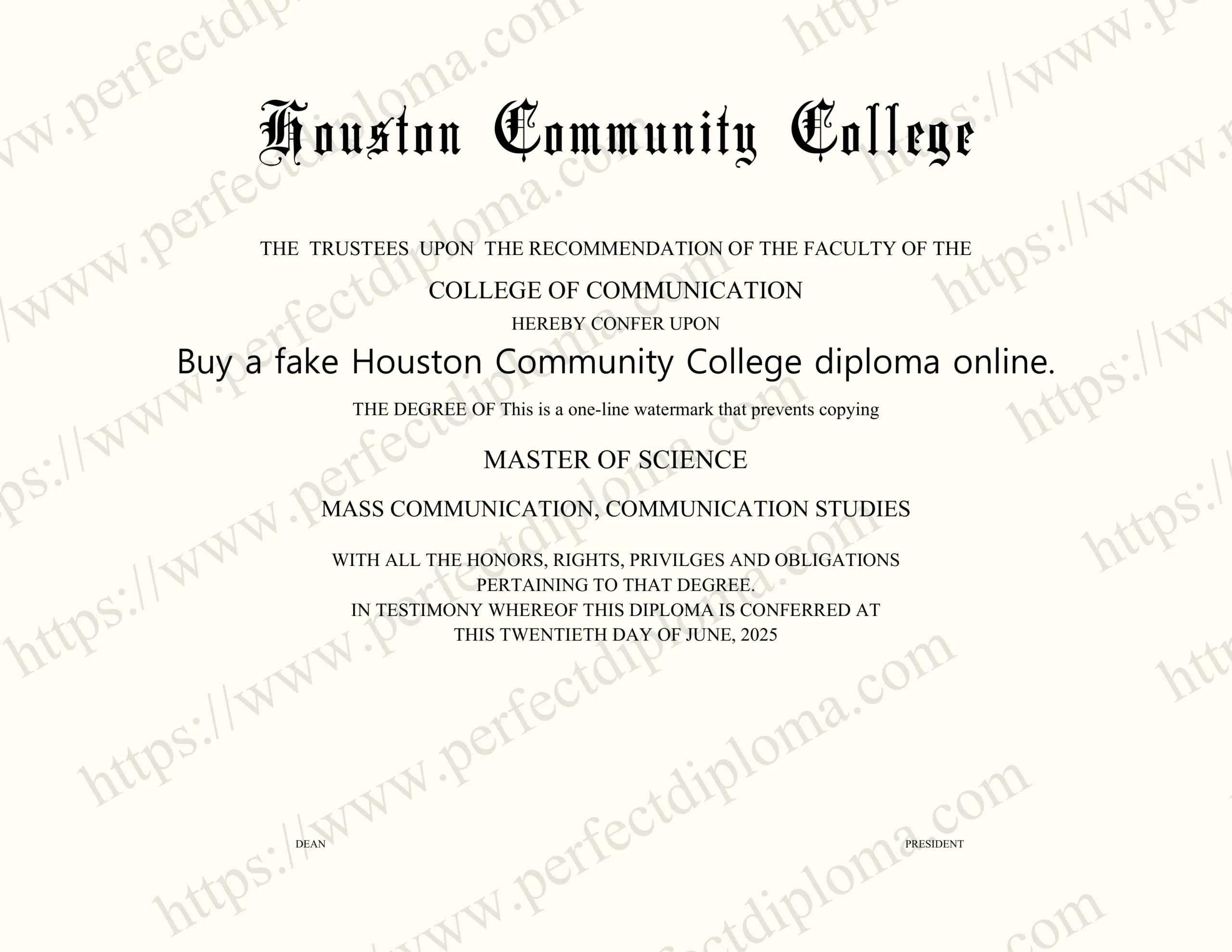 Buy a fake Houston Community College diploma online.