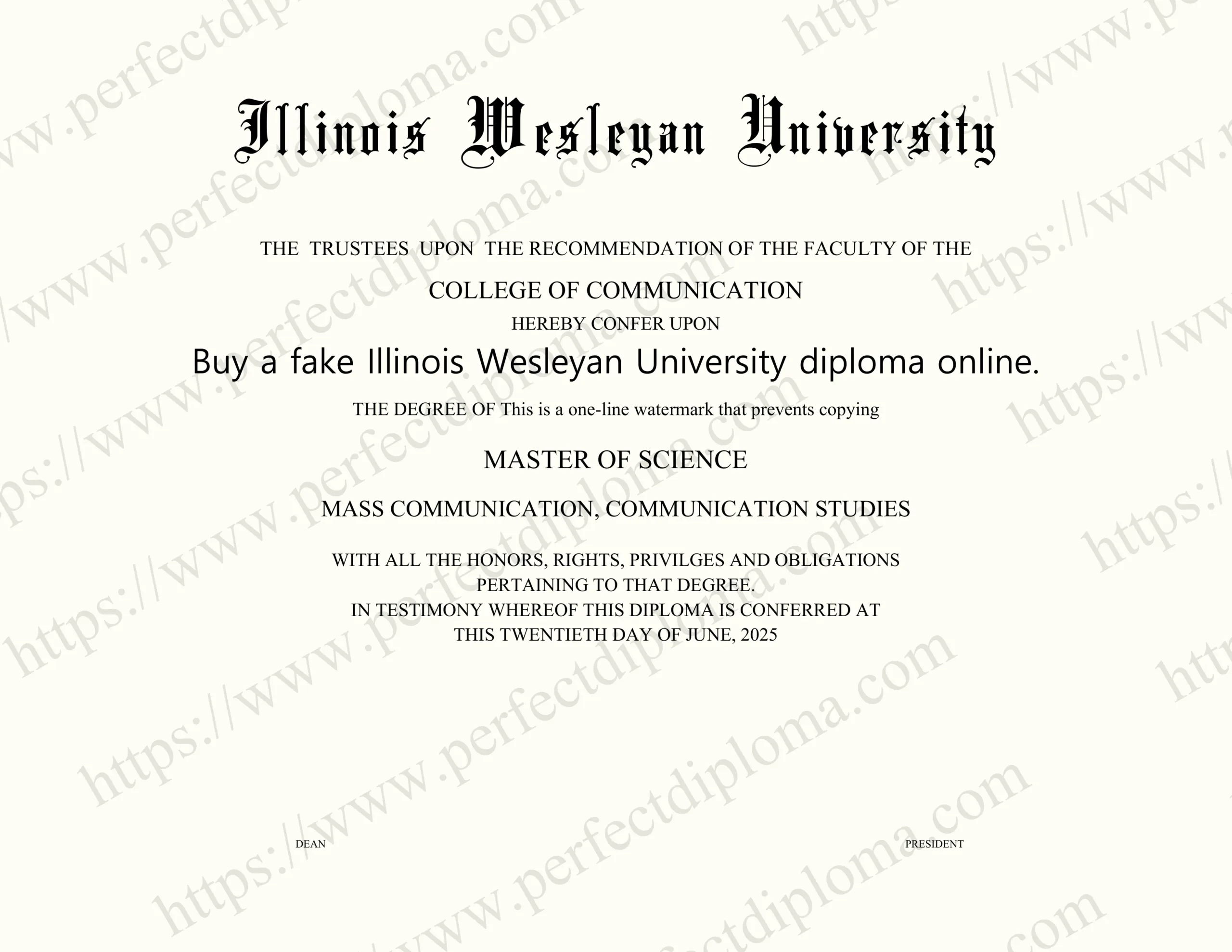 Buy a fake Illinois Wesleyan University diploma online.