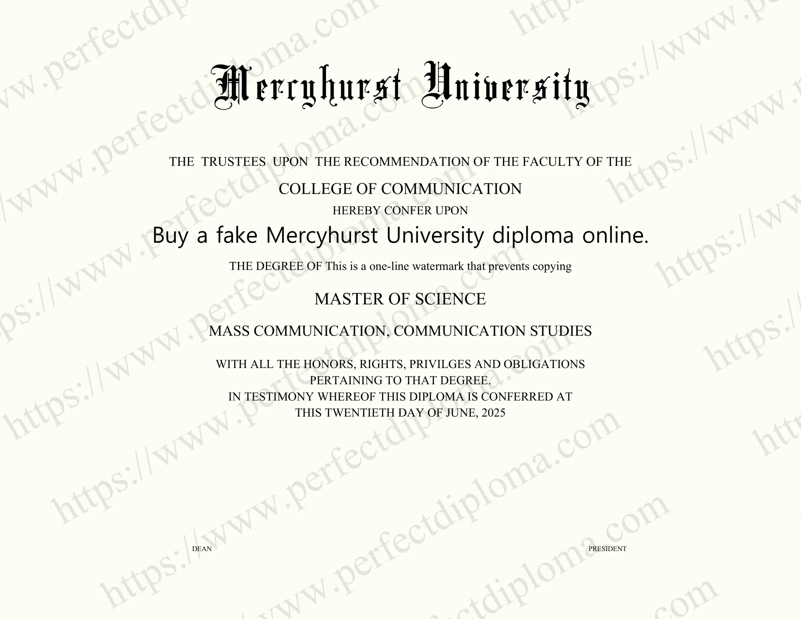 Buy a fake Mercyhurst University diploma online.