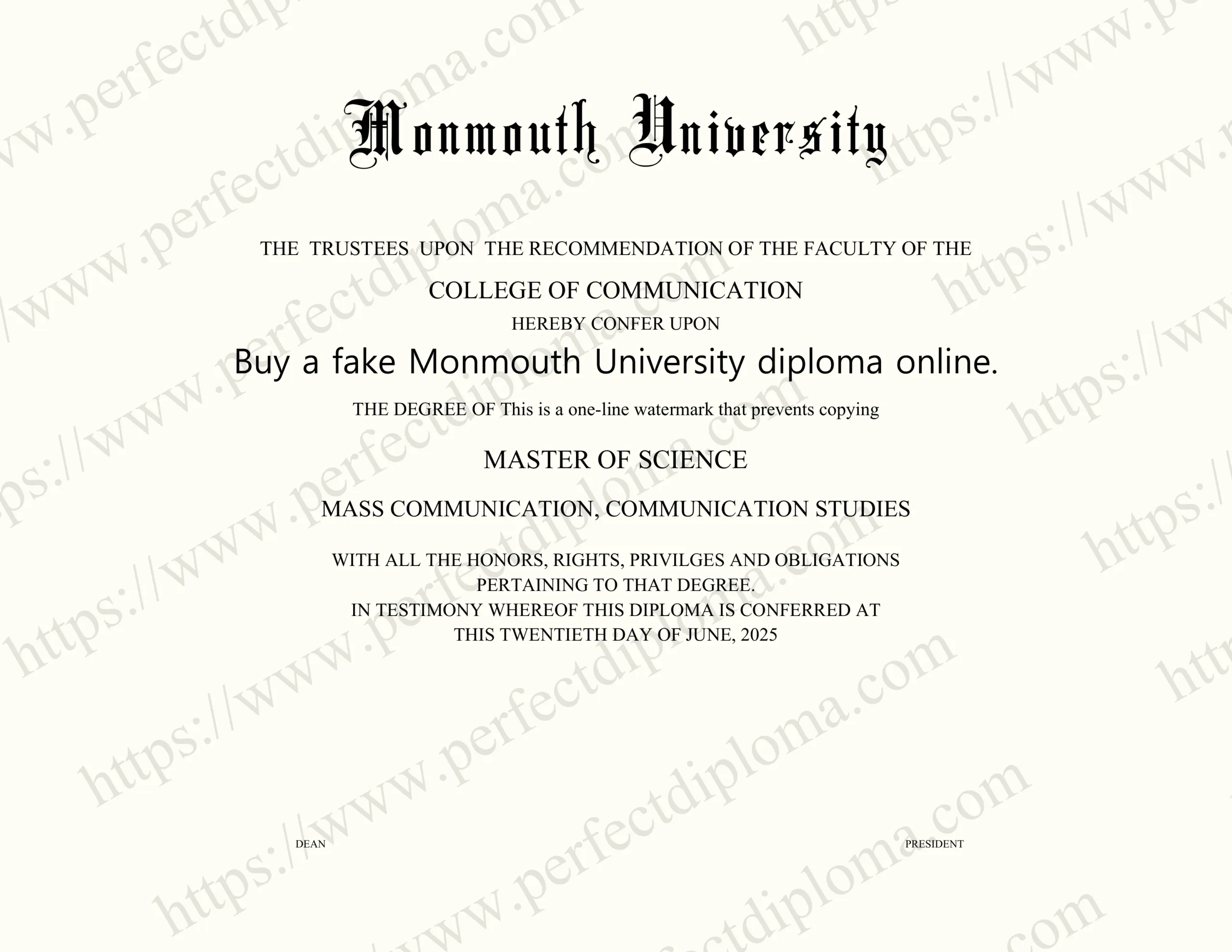 Buy a fake Monmouth University diploma online.