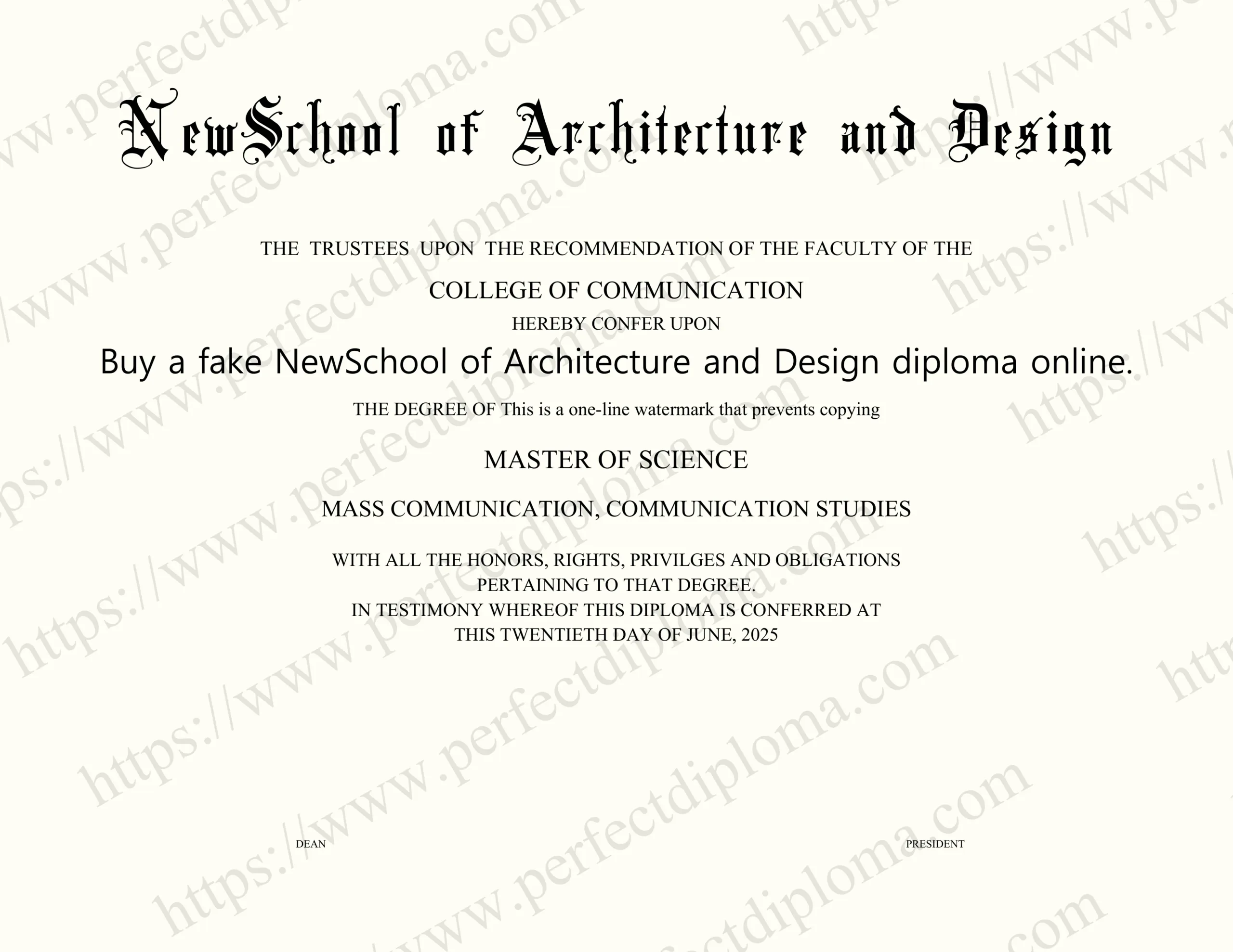 Buy a fake NewSchool of Architecture and Design diploma online.